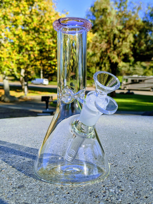 8" Classic Pink Beaker Premium Quality Glass Bong