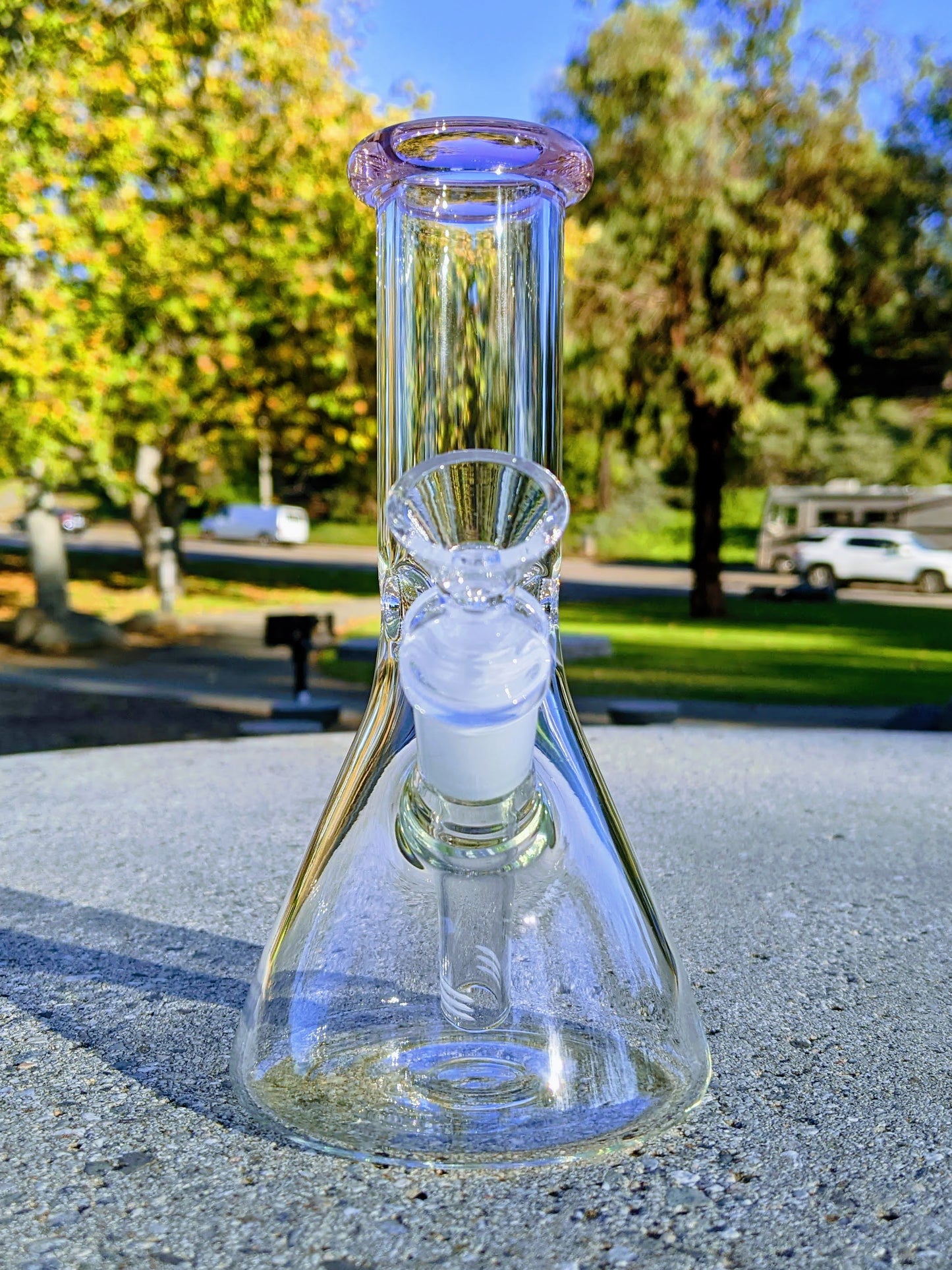 8" Classic Pink Beaker Premium Quality Glass Bong