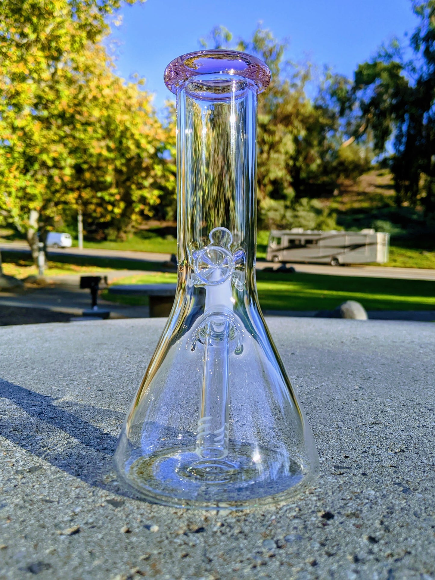 8" Classic Pink Beaker Premium Quality Glass Bong