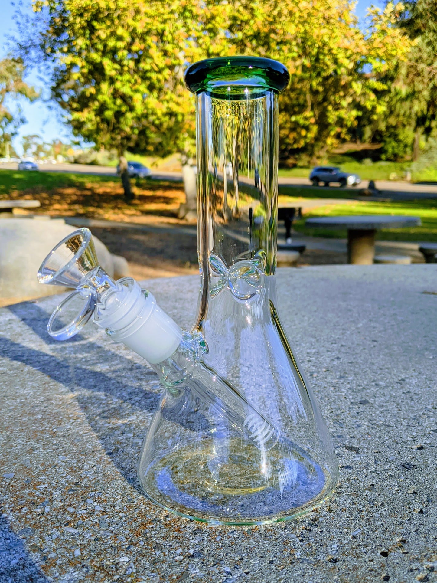 8" Classic Green Beaker Premium Quality Glass Bong