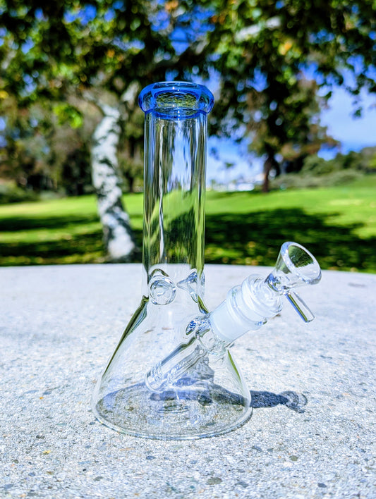 8" Classic Blue Beaker Premium Quality Glass Bong