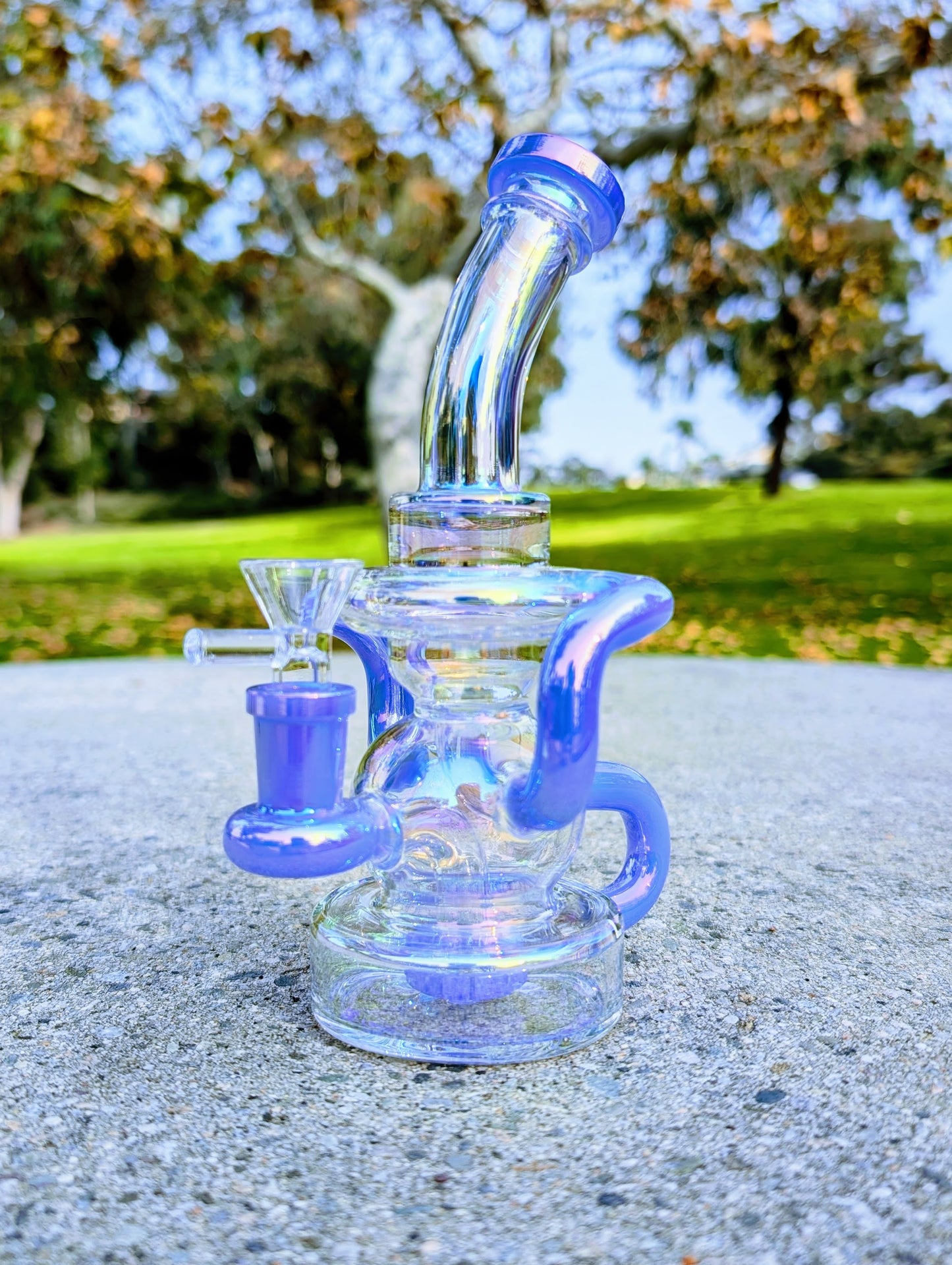 8" Blue Rainbow Matrix Recycler Rig