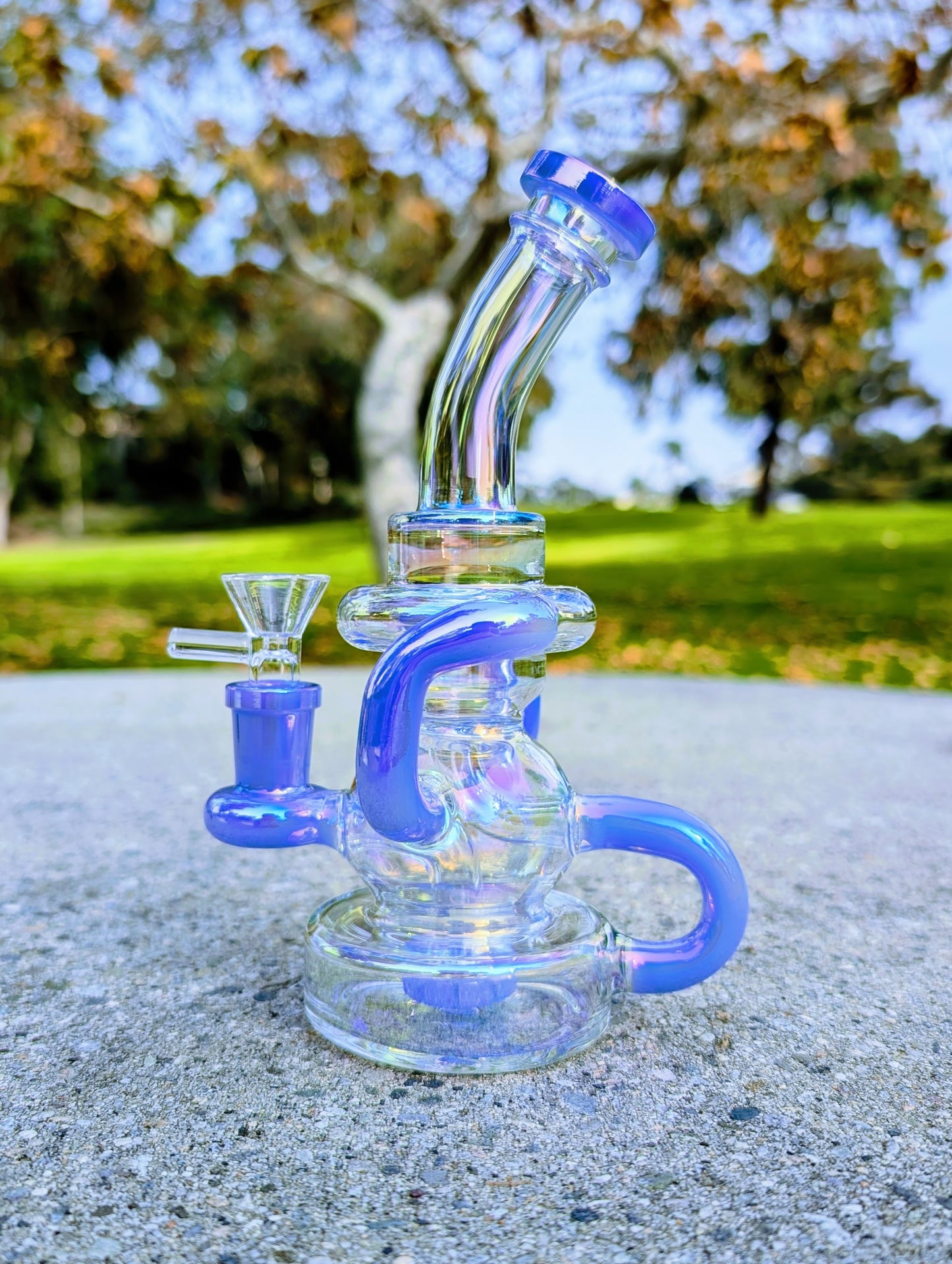 8" Blue Rainbow Matrix Recycler Rig
