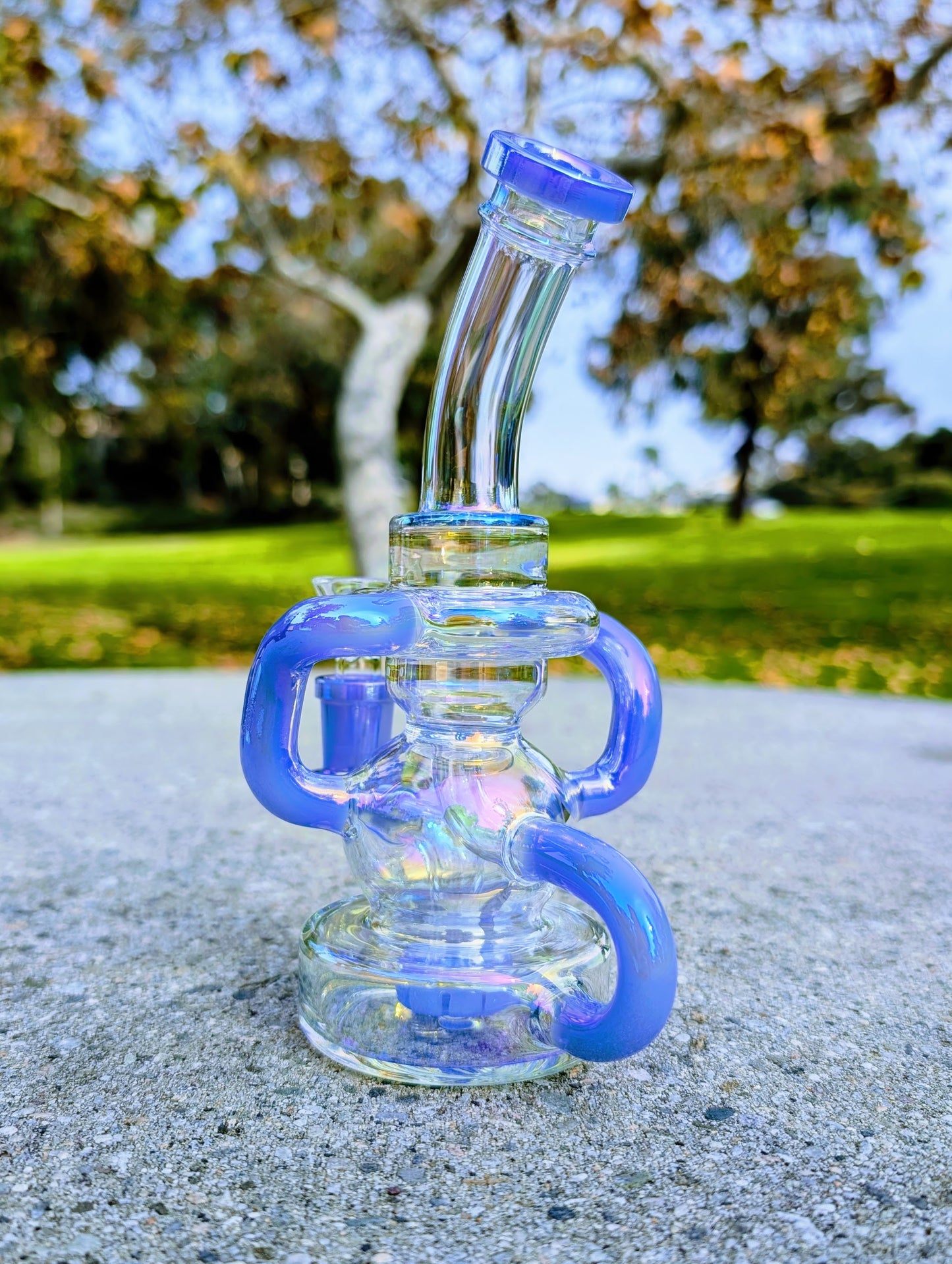 8" Blue Rainbow Matrix Recycler Rig