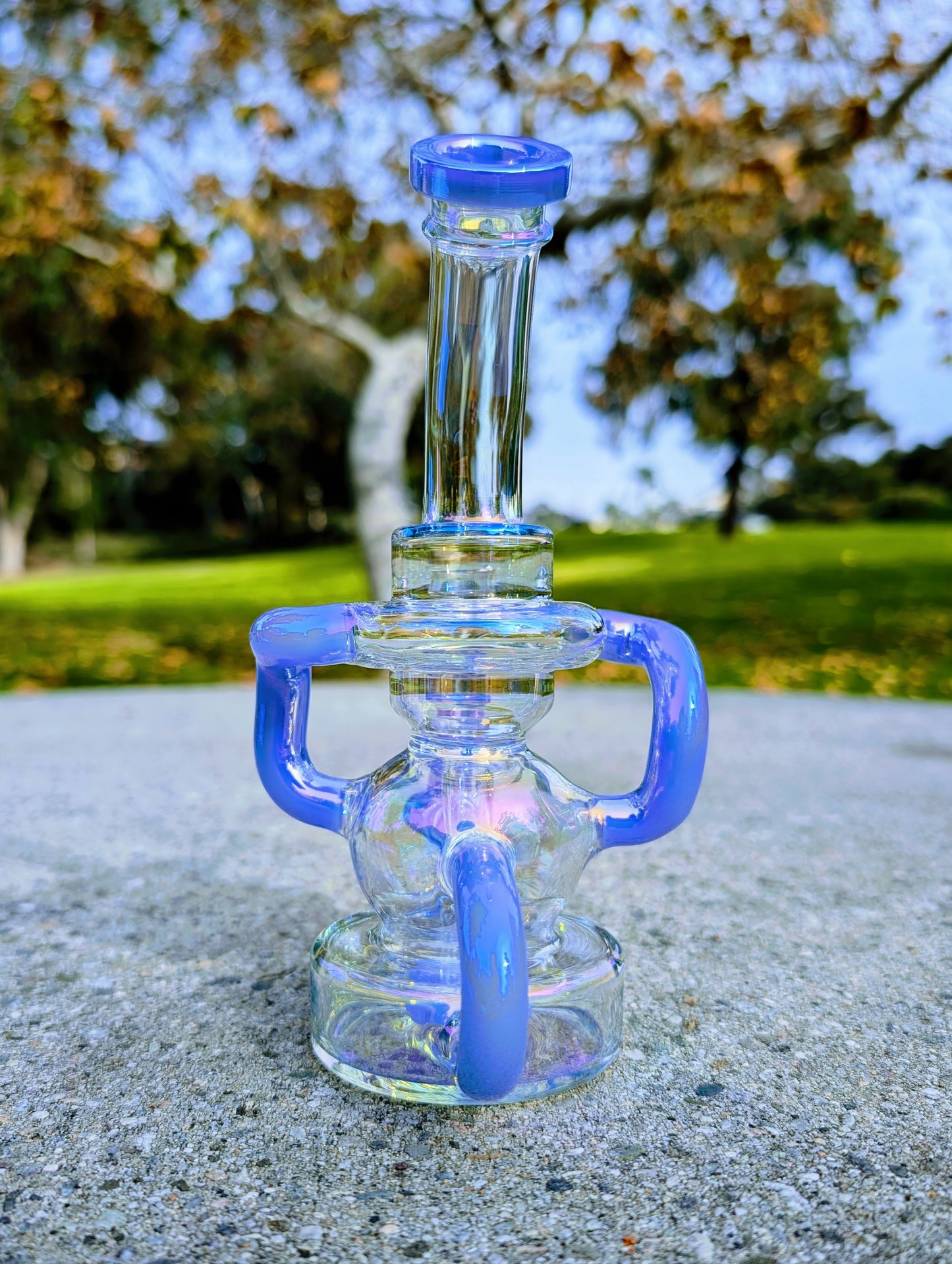8" Blue Rainbow Matrix Recycler Rig