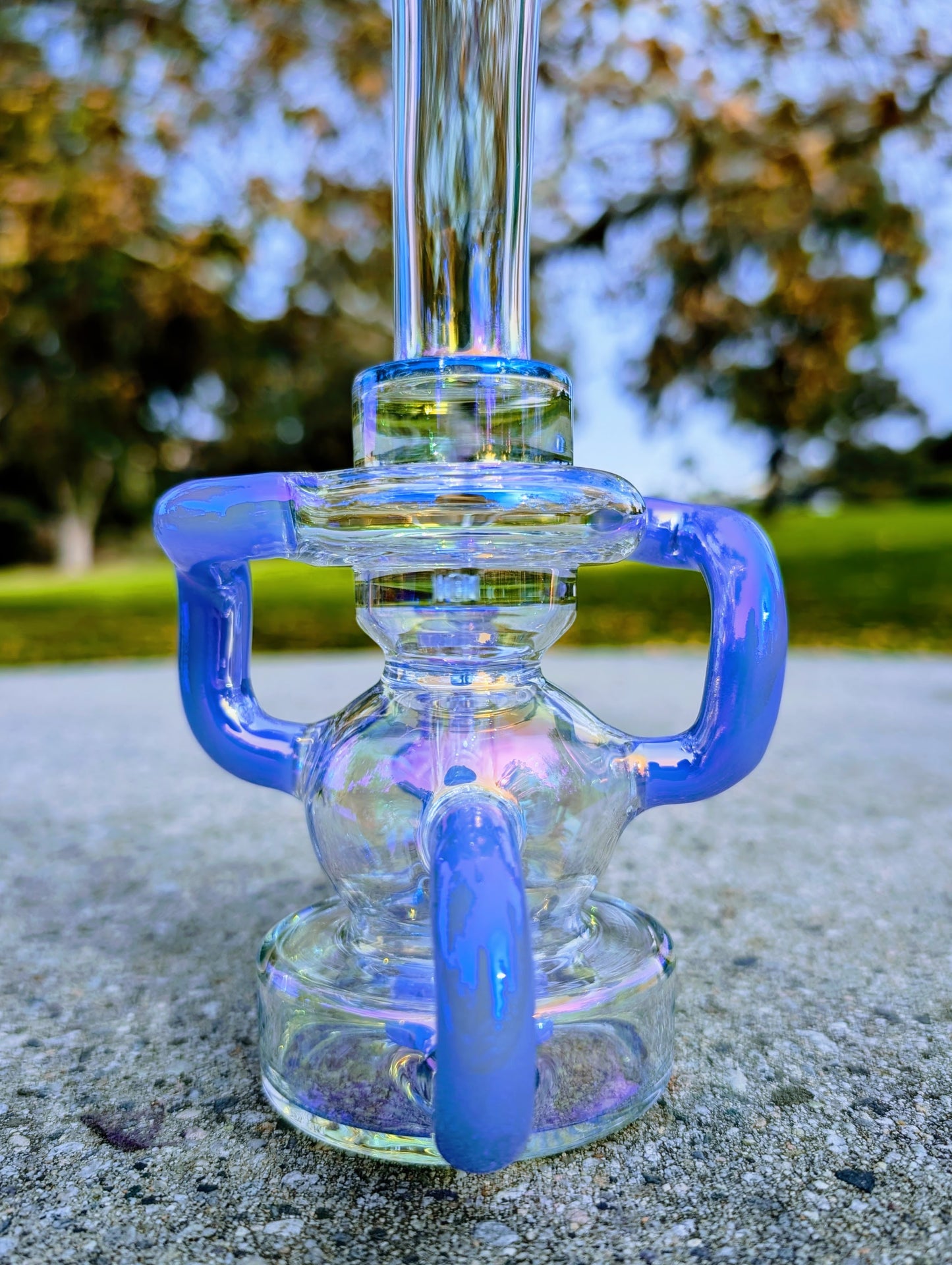 8" Blue Rainbow Matrix Recycler Rig