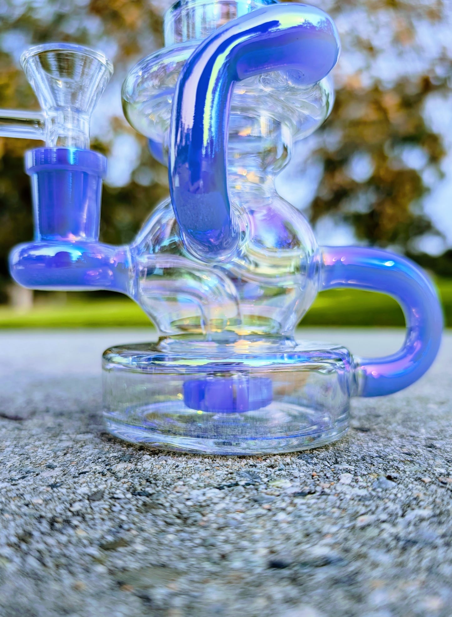 8" Blue Rainbow Matrix Recycler Rig
