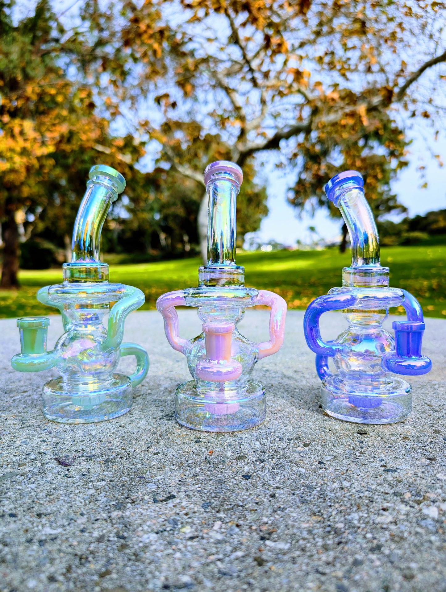 8" Blue Rainbow Matrix Recycler Rig
