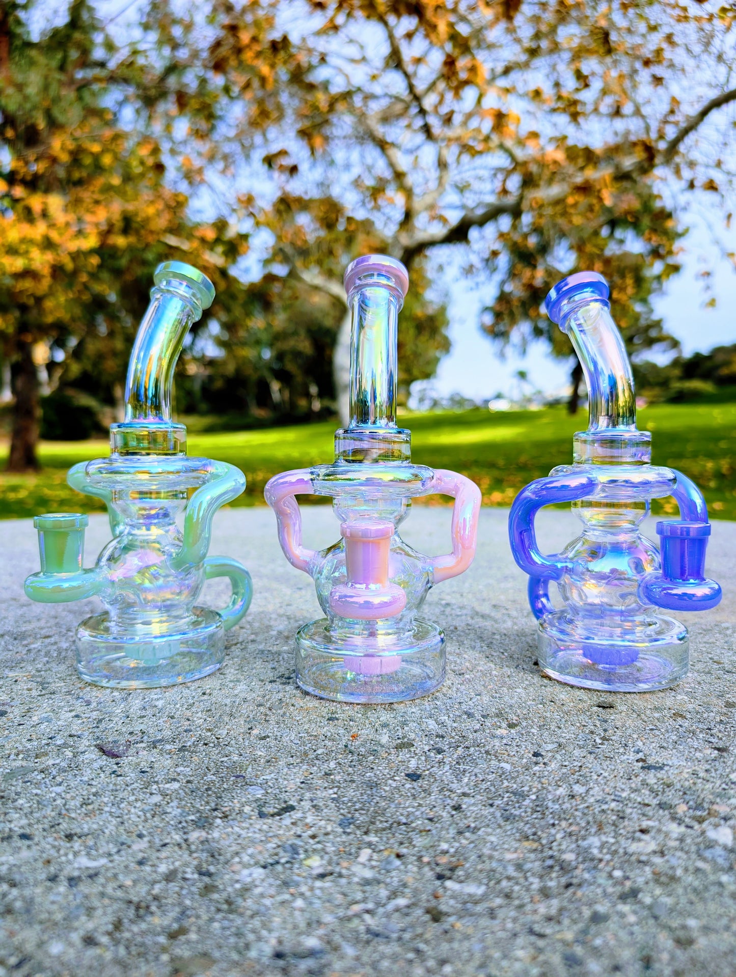 8" Blue Rainbow Matrix Recycler Rig
