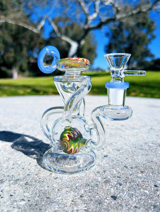 6” Blue Wig Wag Vortex Recycler Rig