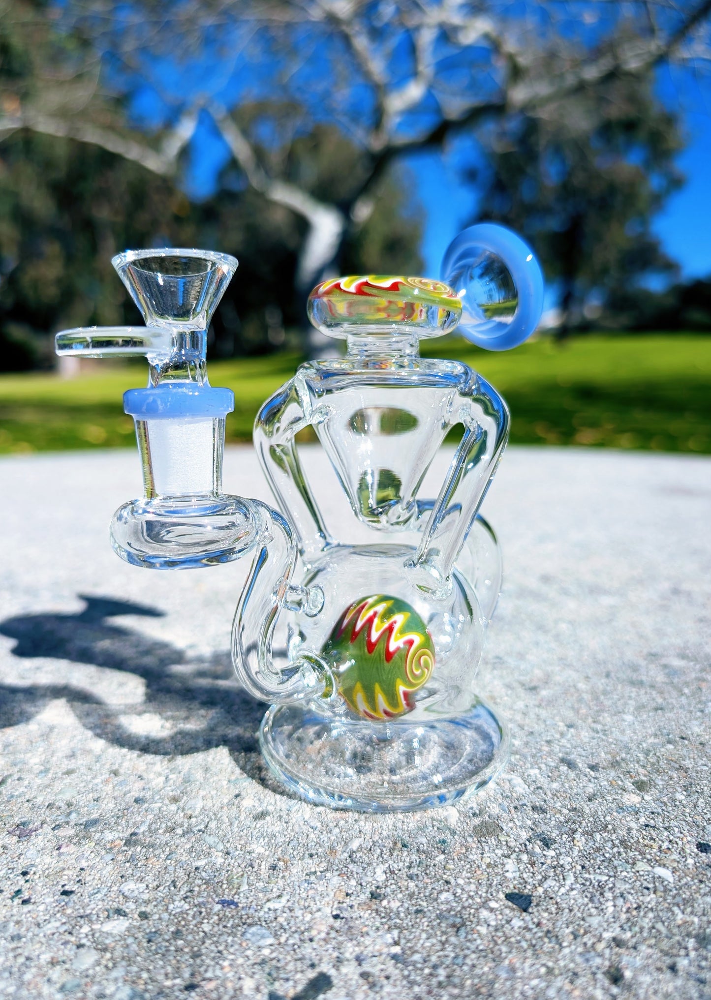 6” Blue Wig Wag Vortex Recycler Rig