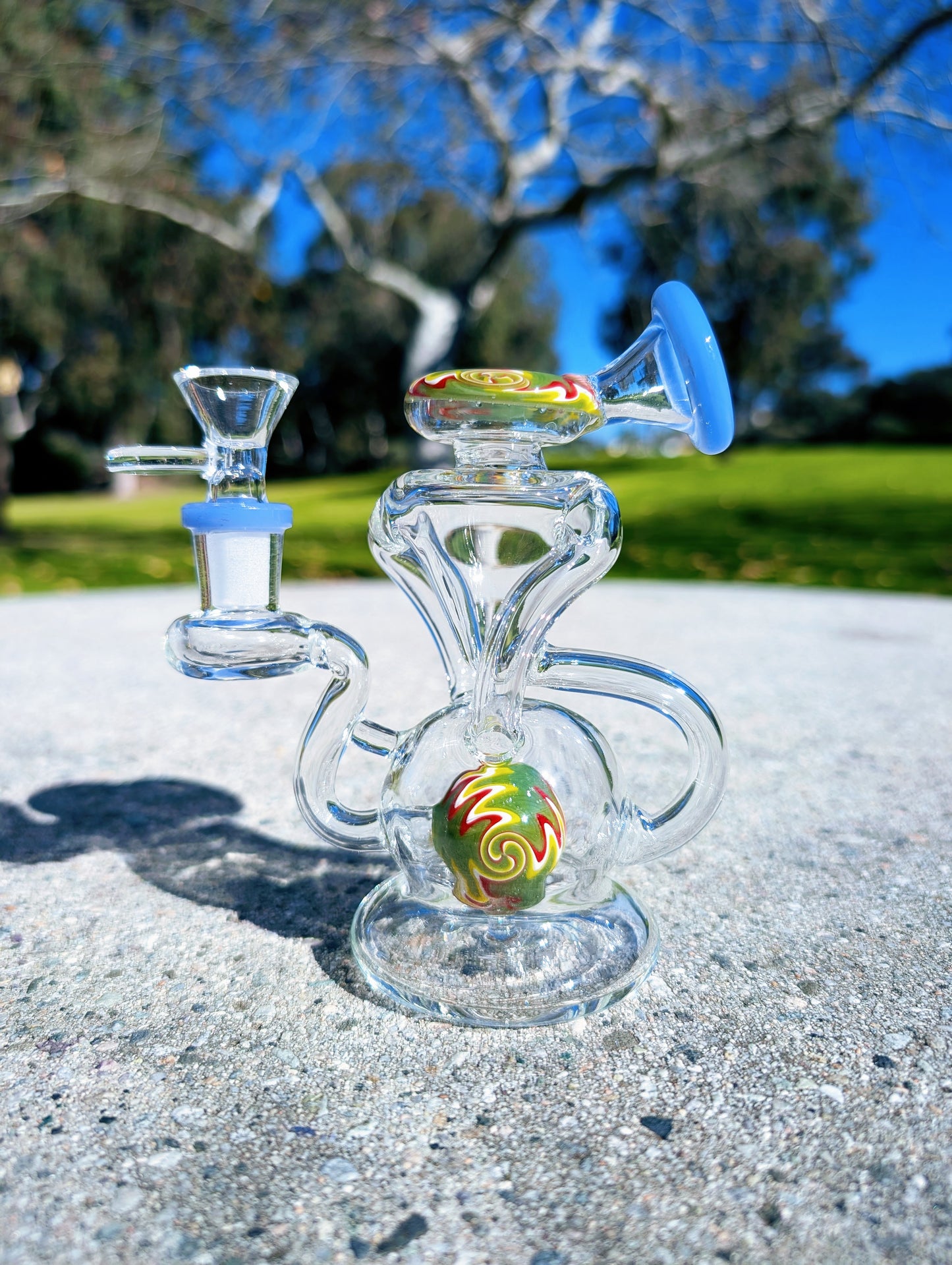 6” Blue Wig Wag Vortex Recycler Rig