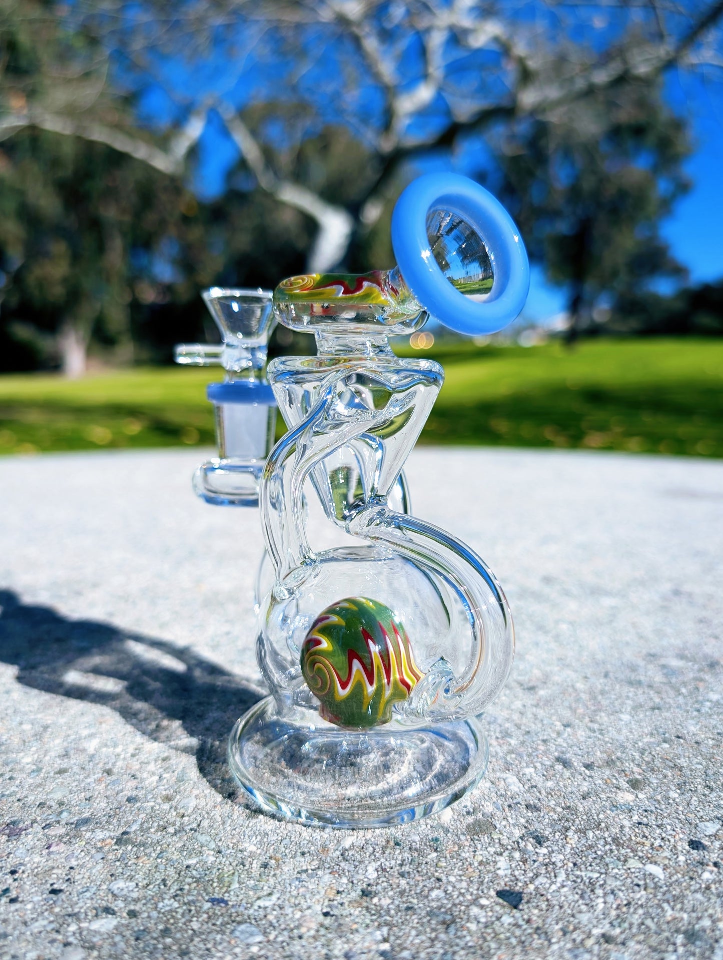 6” Blue Wig Wag Vortex Recycler Rig