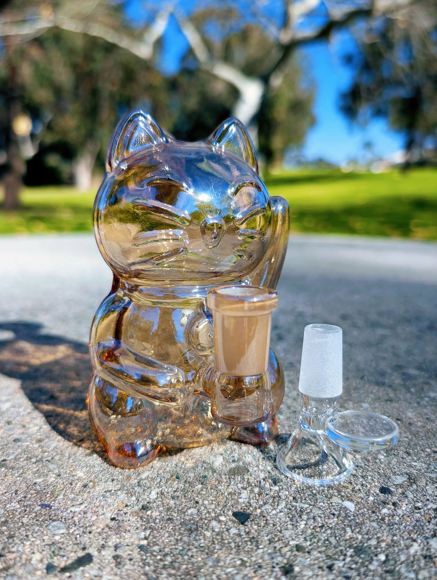 5.5" Gold Waving Lucky Cat Maneki Neko Rig