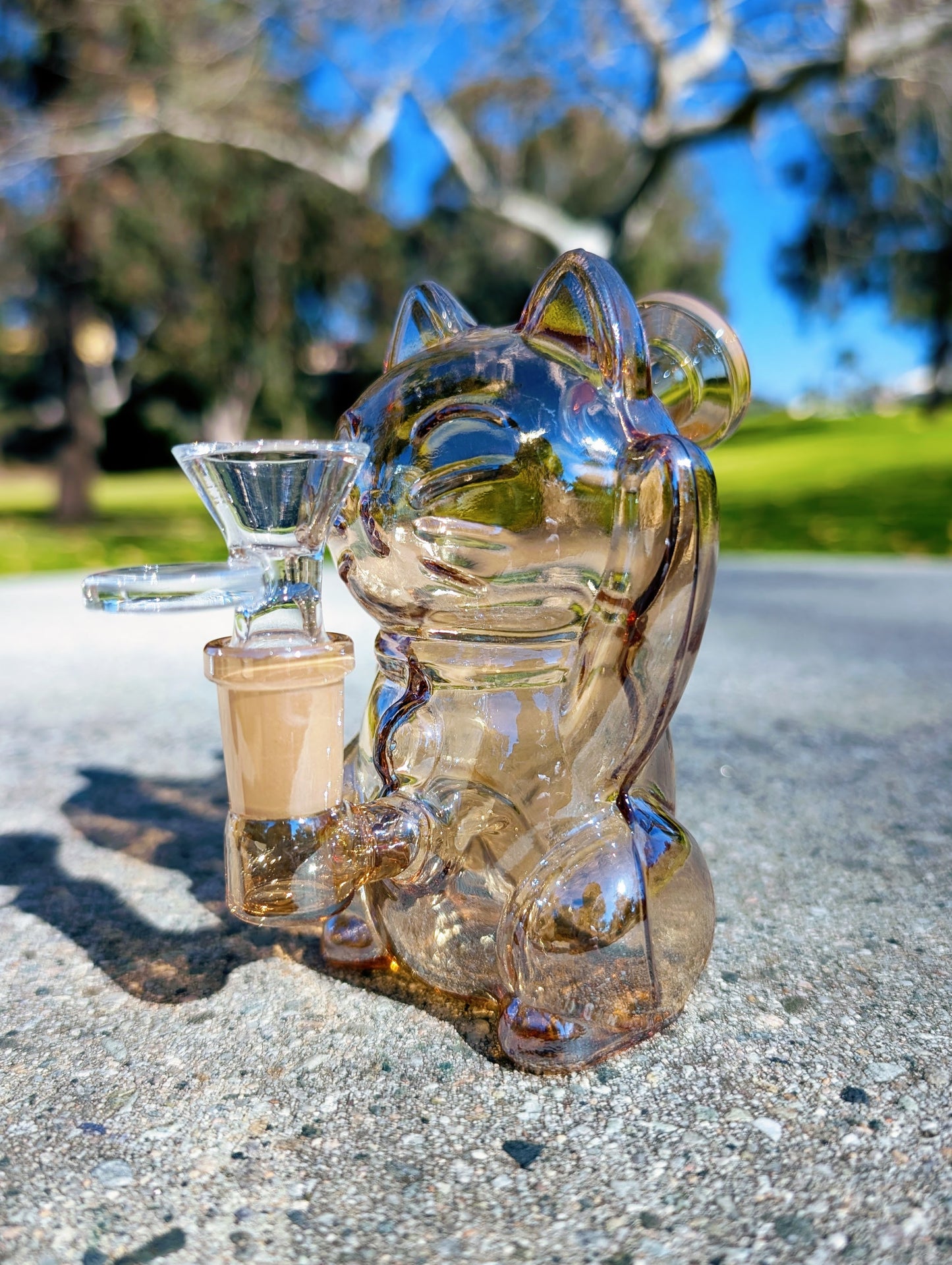 5.5" Gold Waving Lucky Cat Maneki Neko Rig