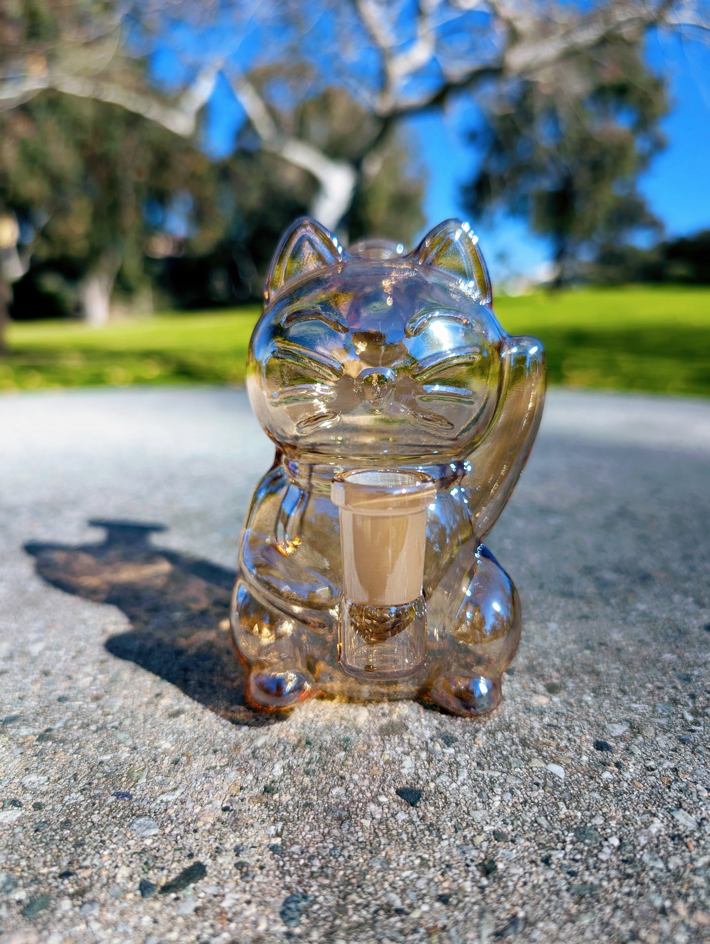 5.5" Gold Waving Lucky Cat Maneki Neko Rig