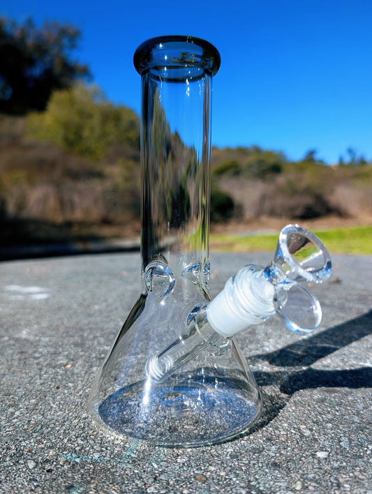 8" Classic Black Beaker Premium Quality Glass Bong