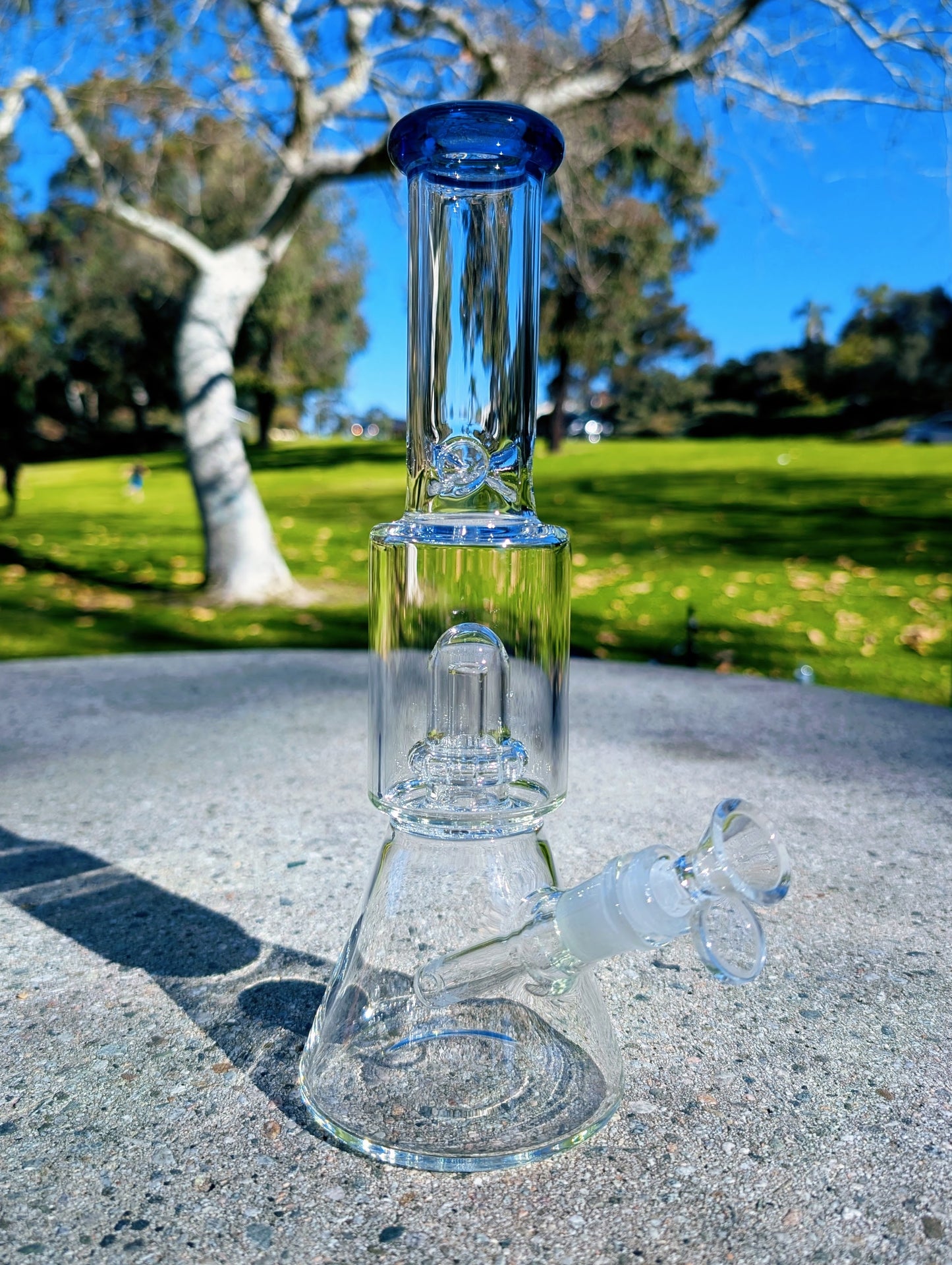 11" Blue Matrix Perc Beaker Premium Quality Glass Bong