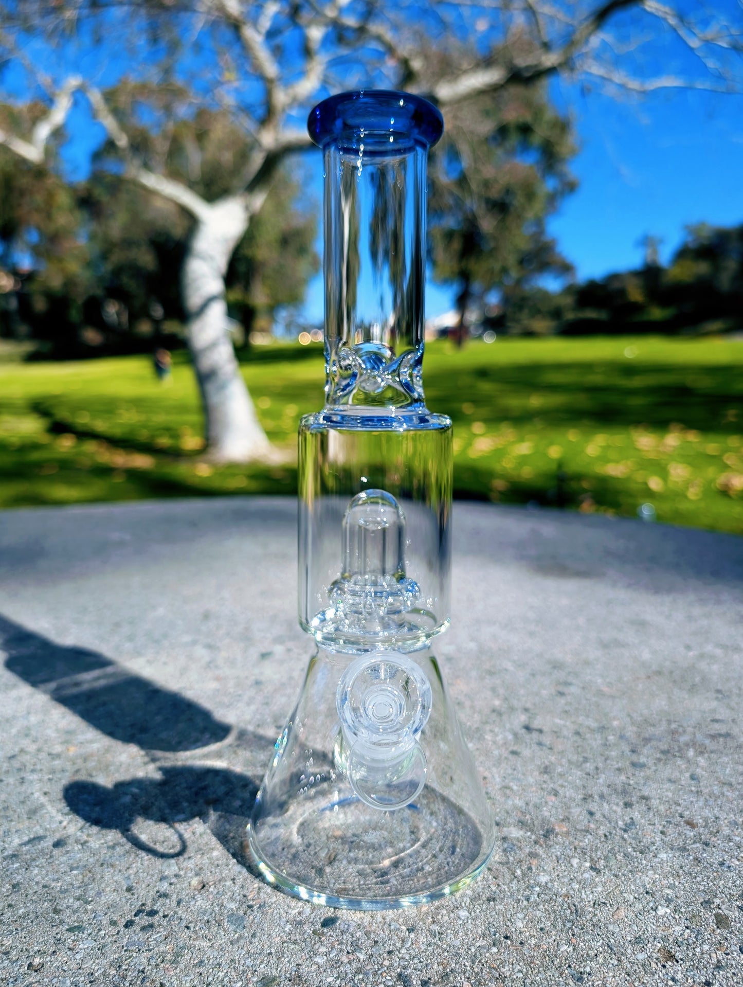 11" Blue Matrix Perc Beaker Premium Quality Glass Bong