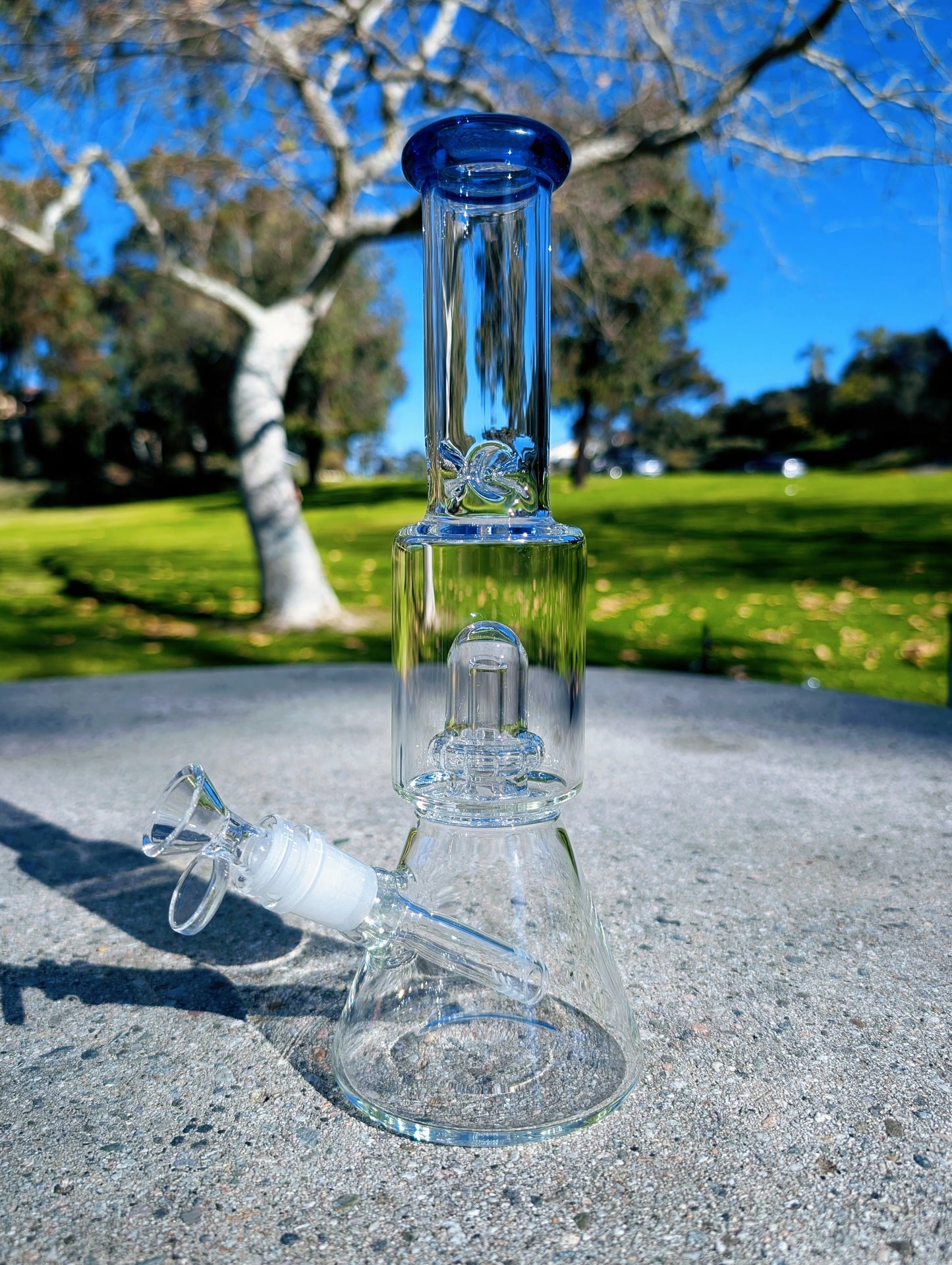 11" Blue Matrix Perc Beaker Premium Quality Glass Bong