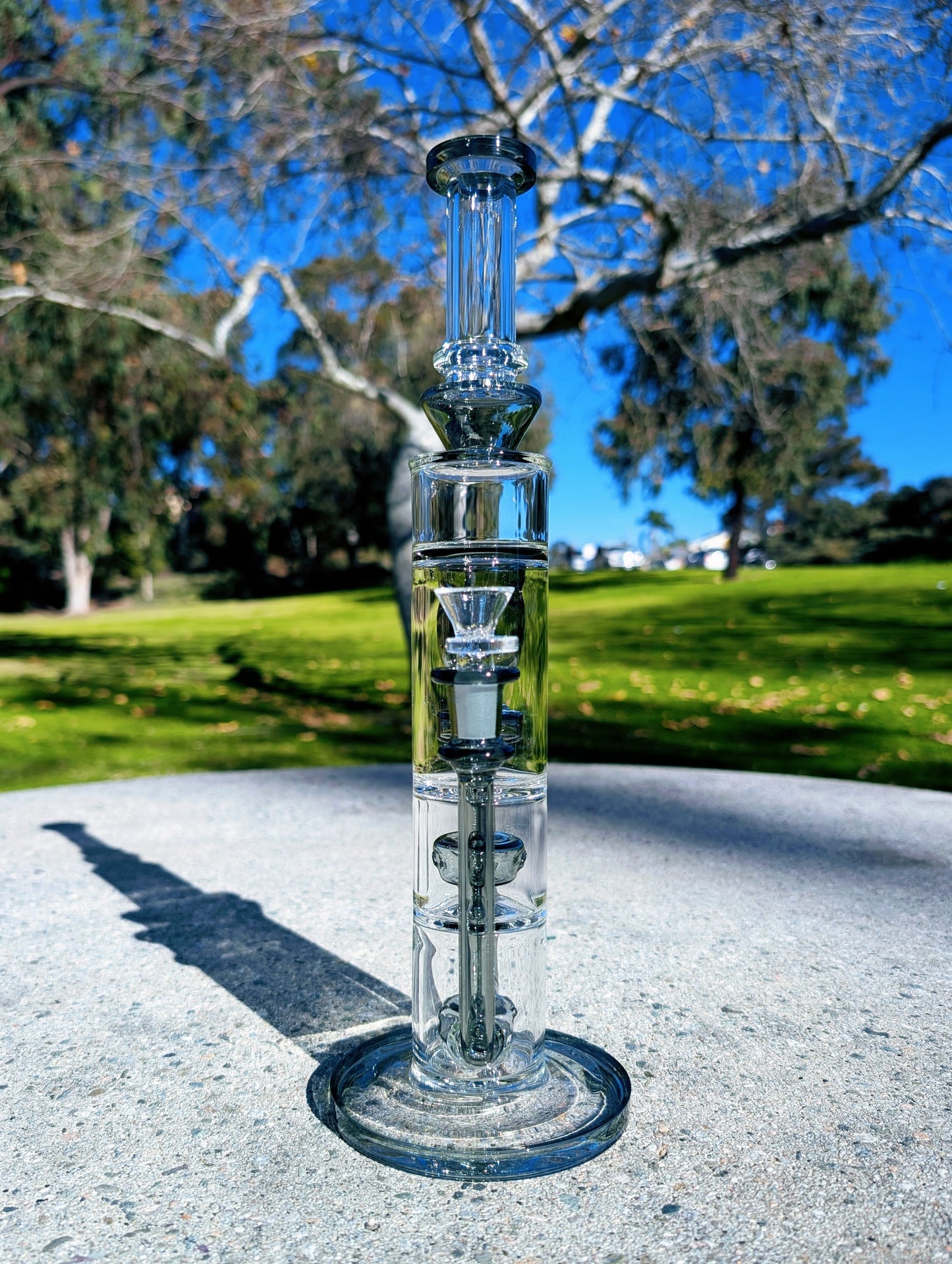 14" Black Triple Chamber Recycler Bong