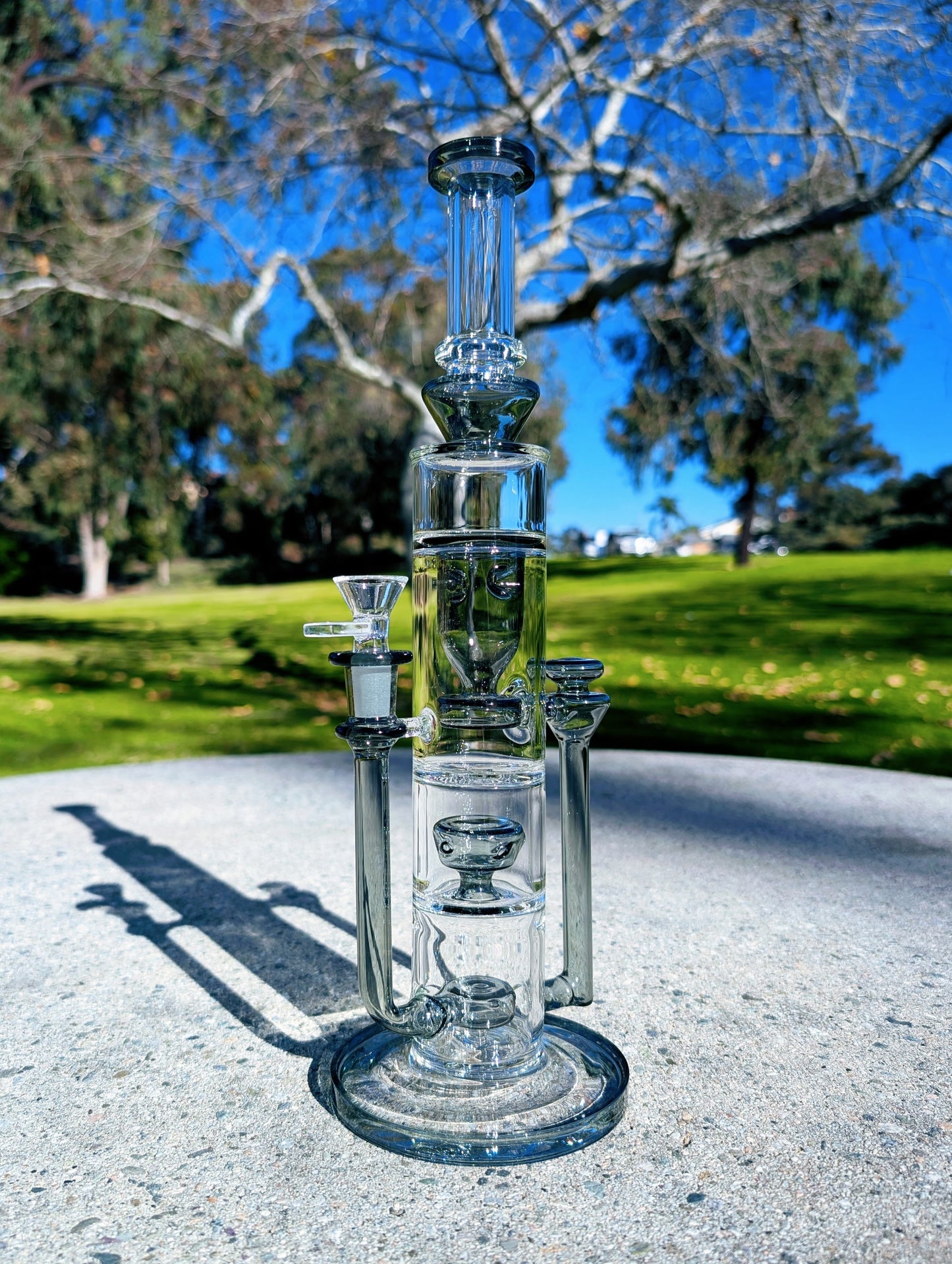 14" Black Triple Chamber Recycler Bong