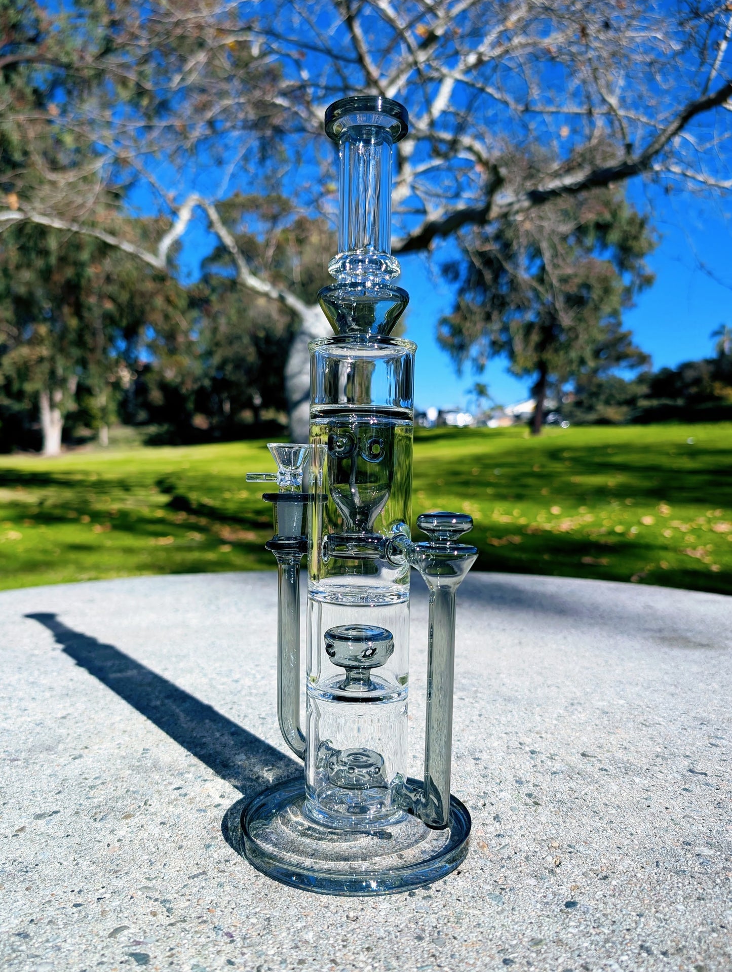 14" Black Triple Chamber Recycler Bong