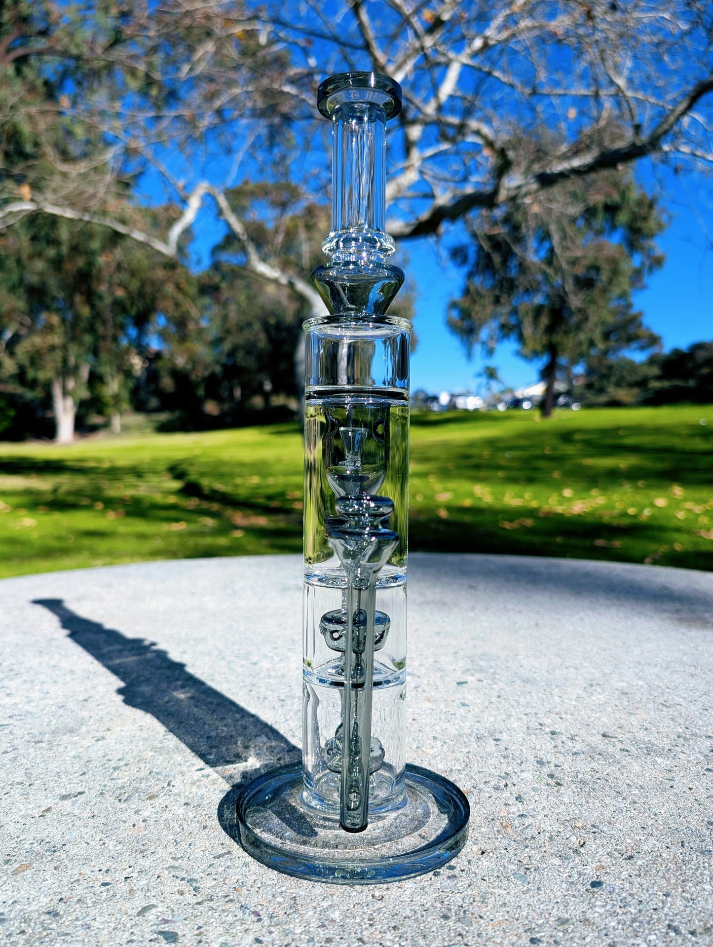 14" Black Triple Chamber Recycler Bong