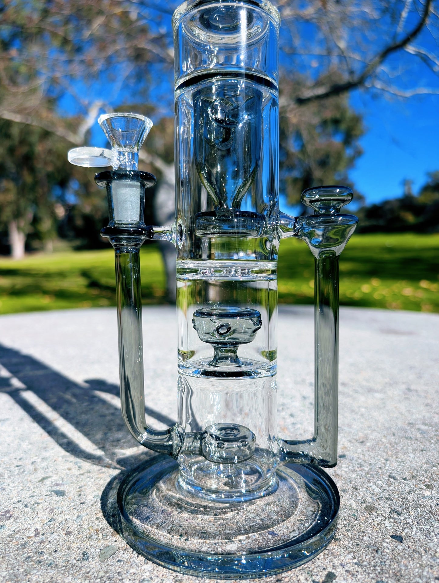 14" Black Triple Chamber Recycler Bong