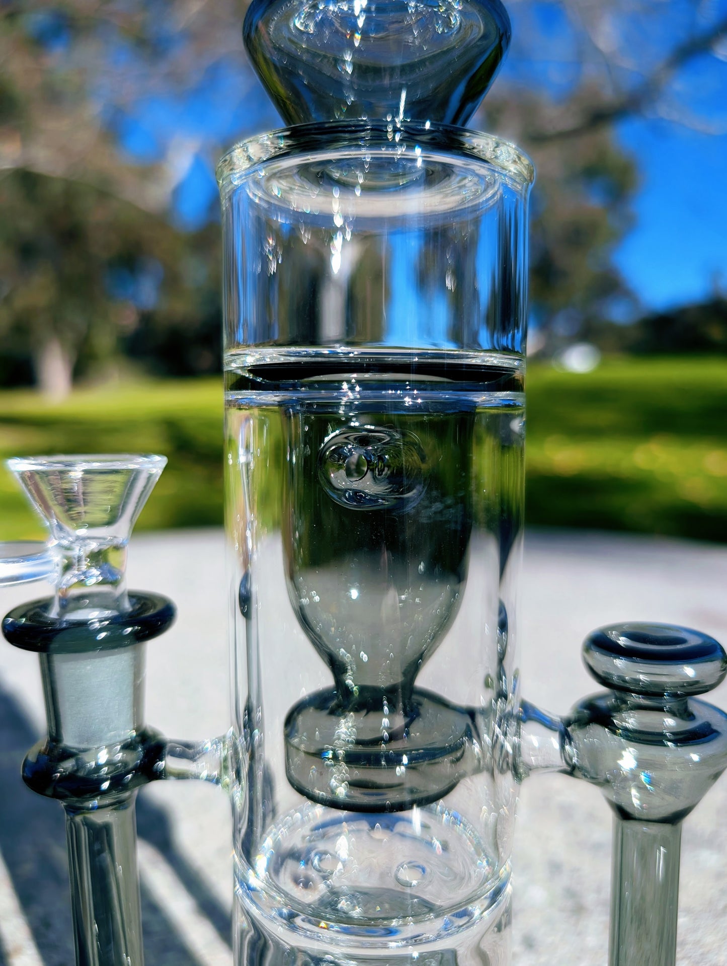 14" Black Triple Chamber Recycler Bong