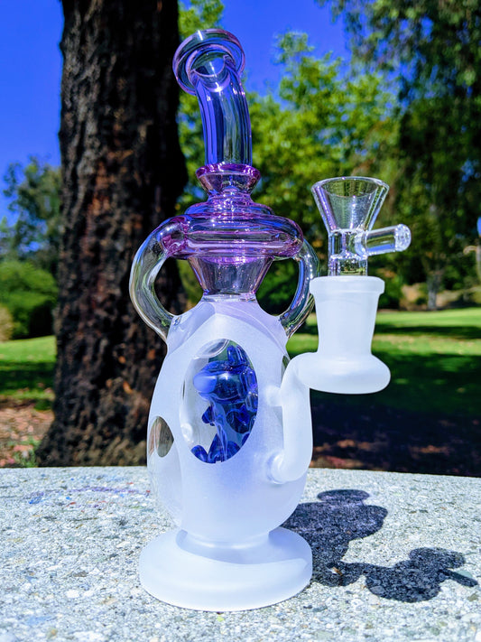 9" Blue Sand Blasted Dino Egg Recycler