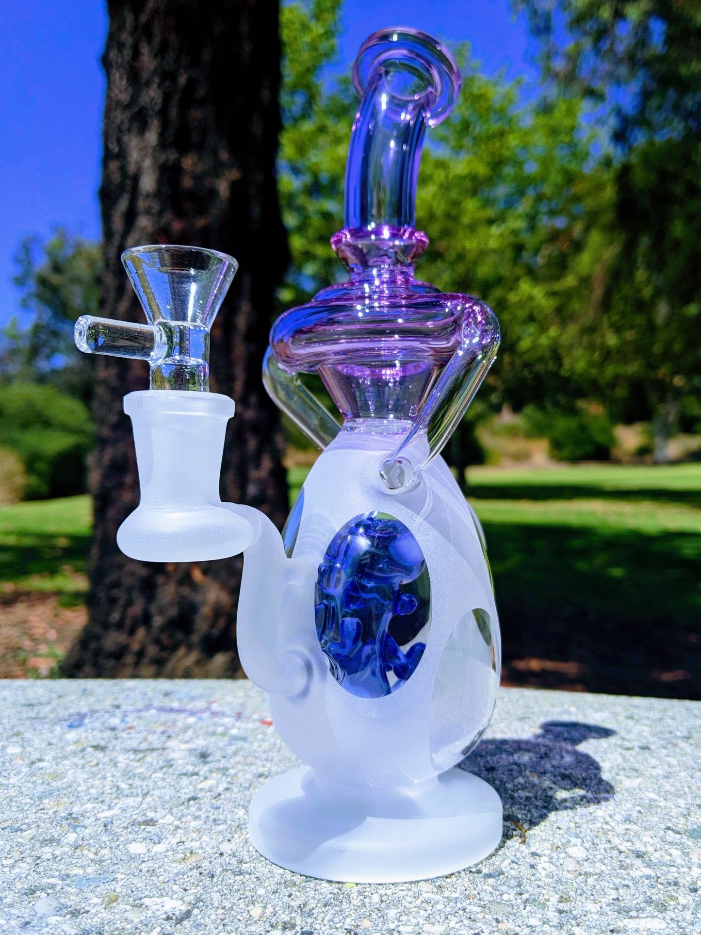 9" Blue Sand Blasted Dino Egg Recycler