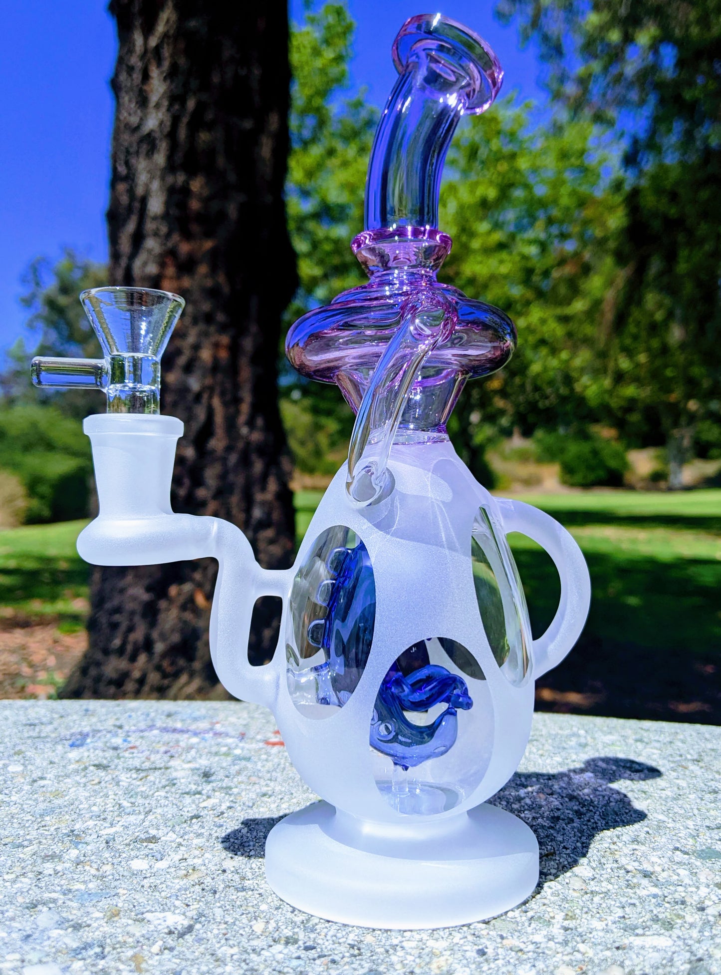 9" Blue Sand Blasted Dino Egg Recycler