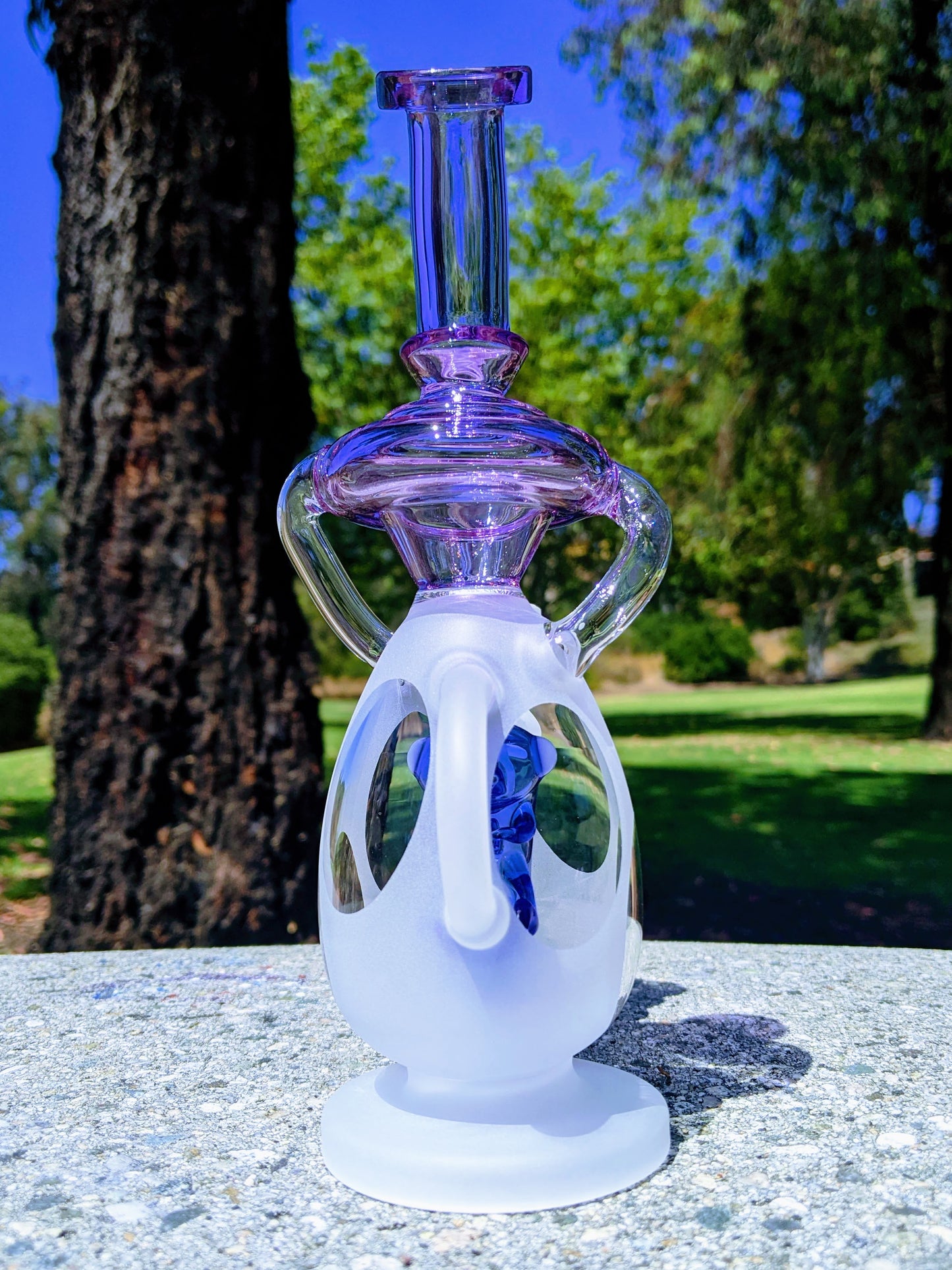 9" Blue Sand Blasted Dino Egg Recycler