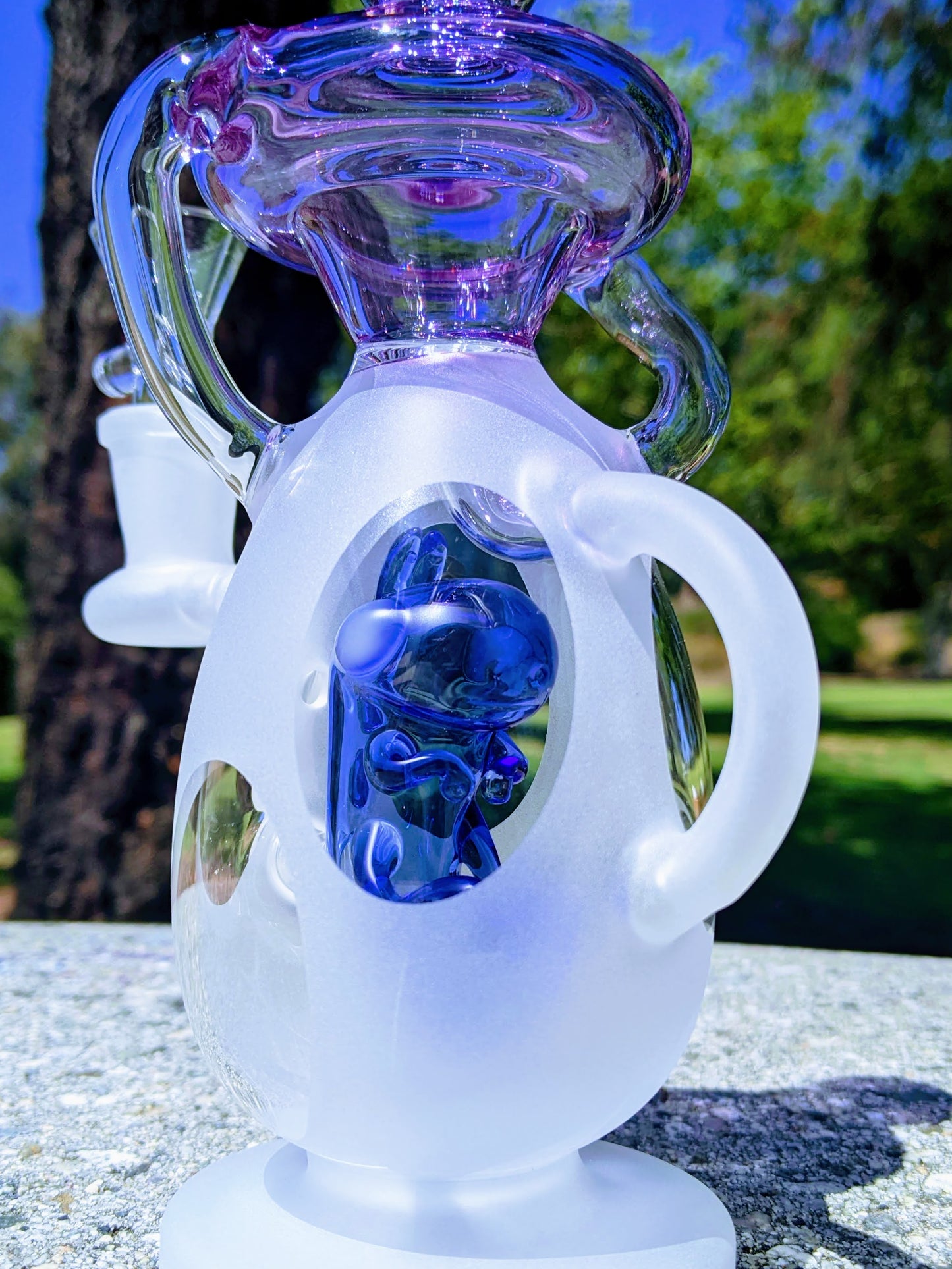 9" Blue Sand Blasted Dino Egg Recycler