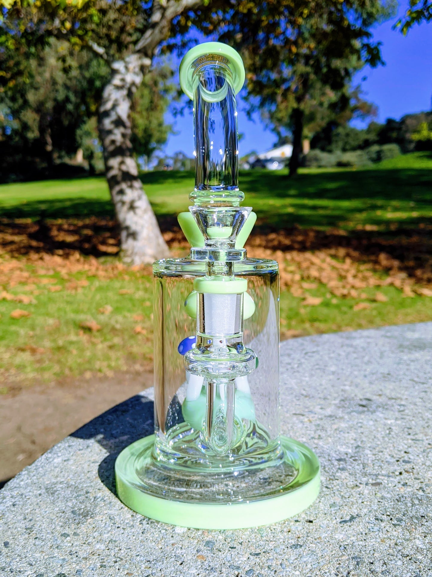 9" Mint Thick Heavy Mushroom Perc Rig