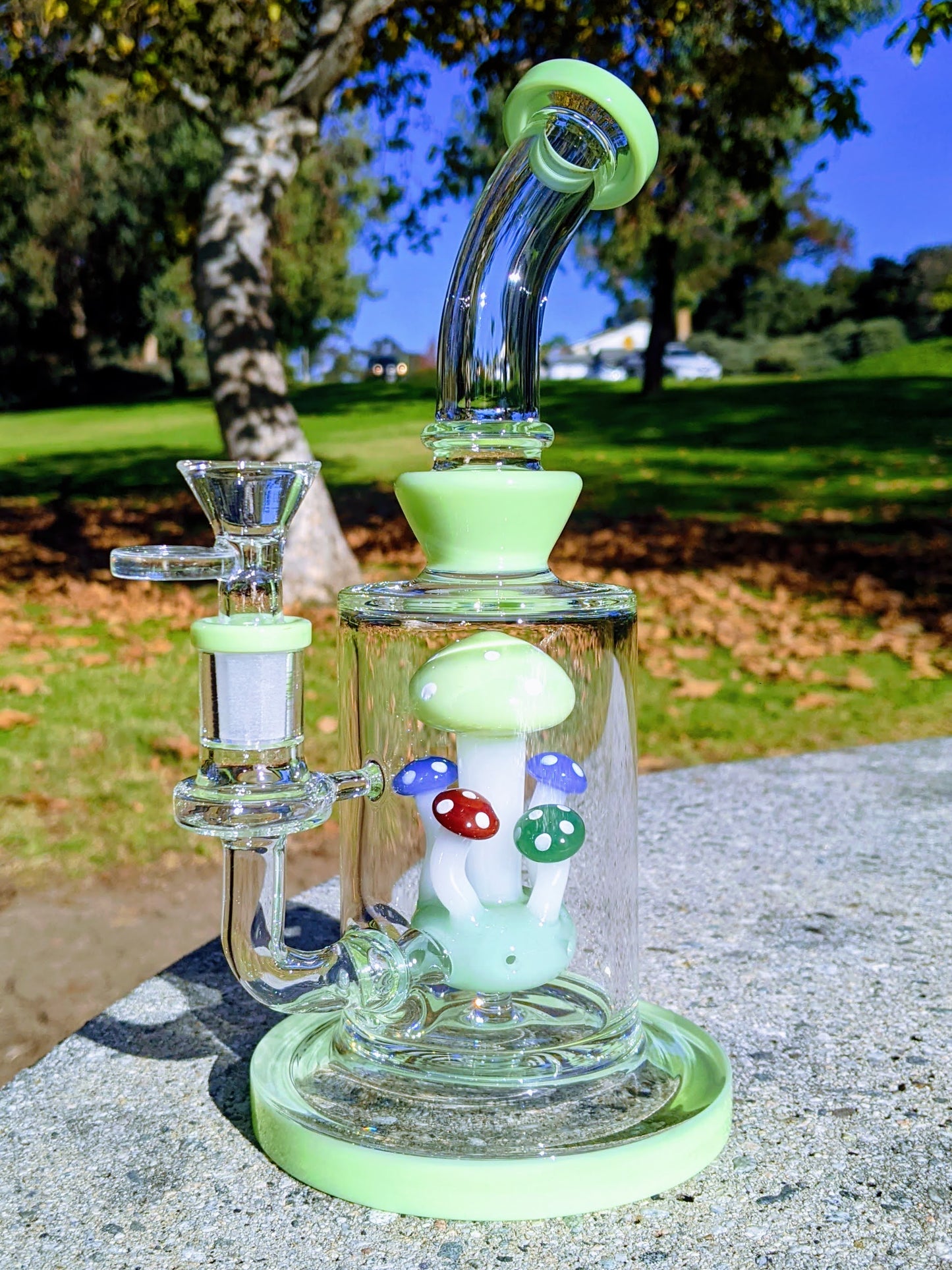 9" Mint Thick Heavy Mushroom Perc Rig