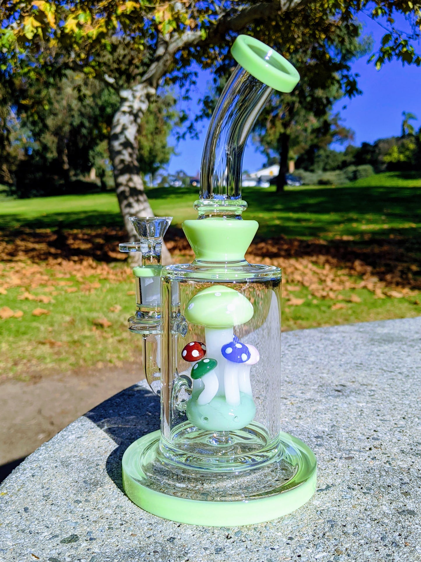 9" Mint Thick Heavy Mushroom Perc Rig