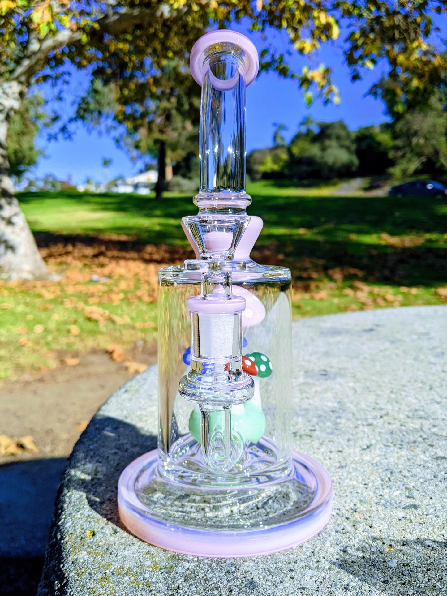 9" Pink Thick Heavy Mushroom Perc Rig