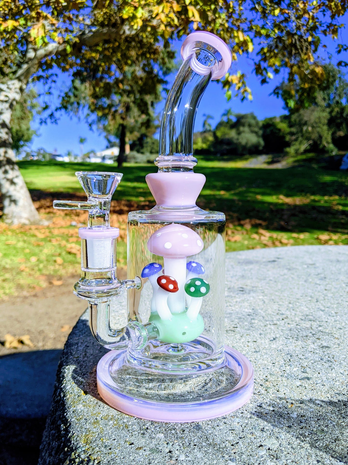 9" Pink Thick Heavy Mushroom Perc Rig