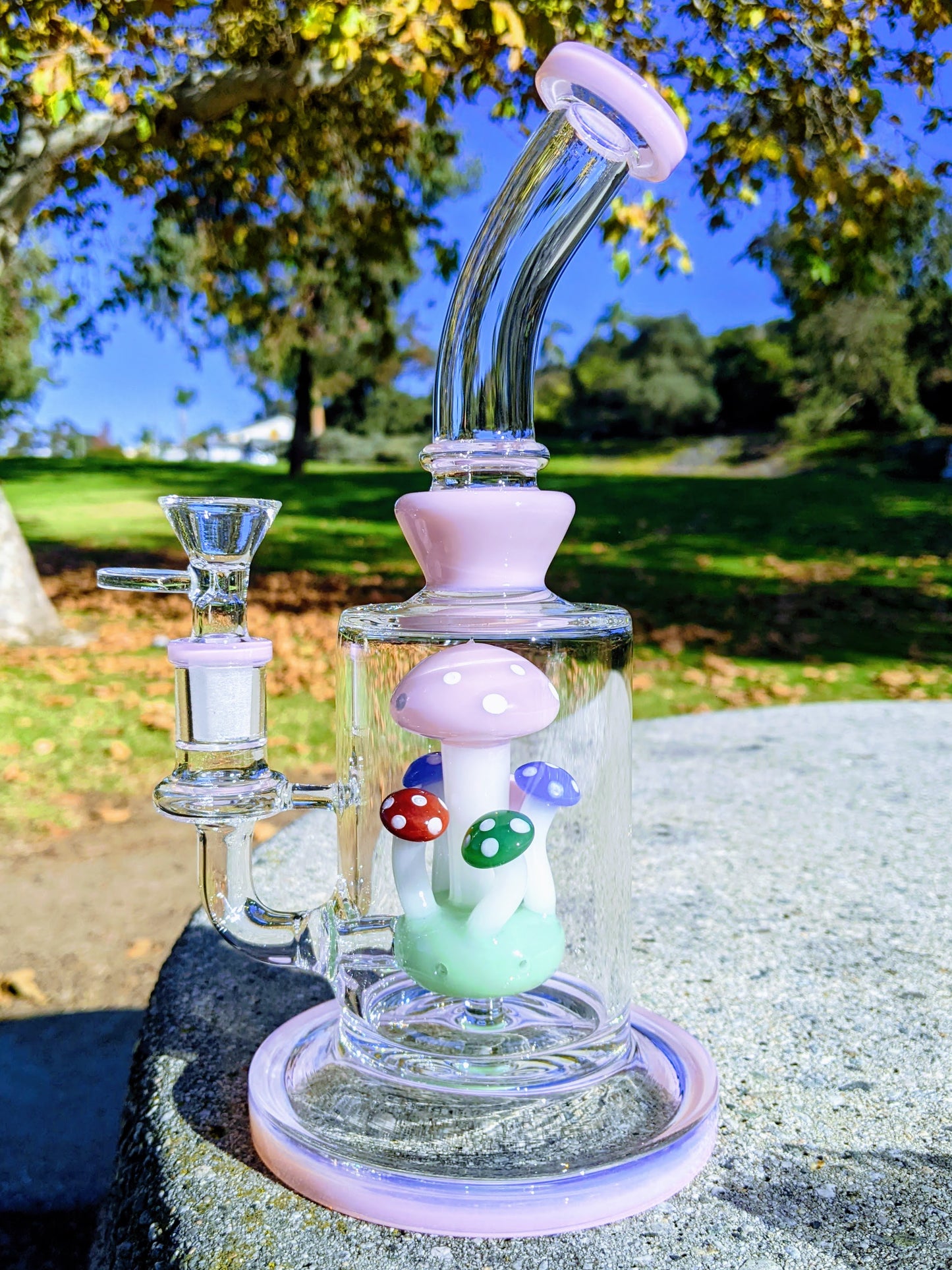 9" Pink Thick Heavy Mushroom Perc Rig