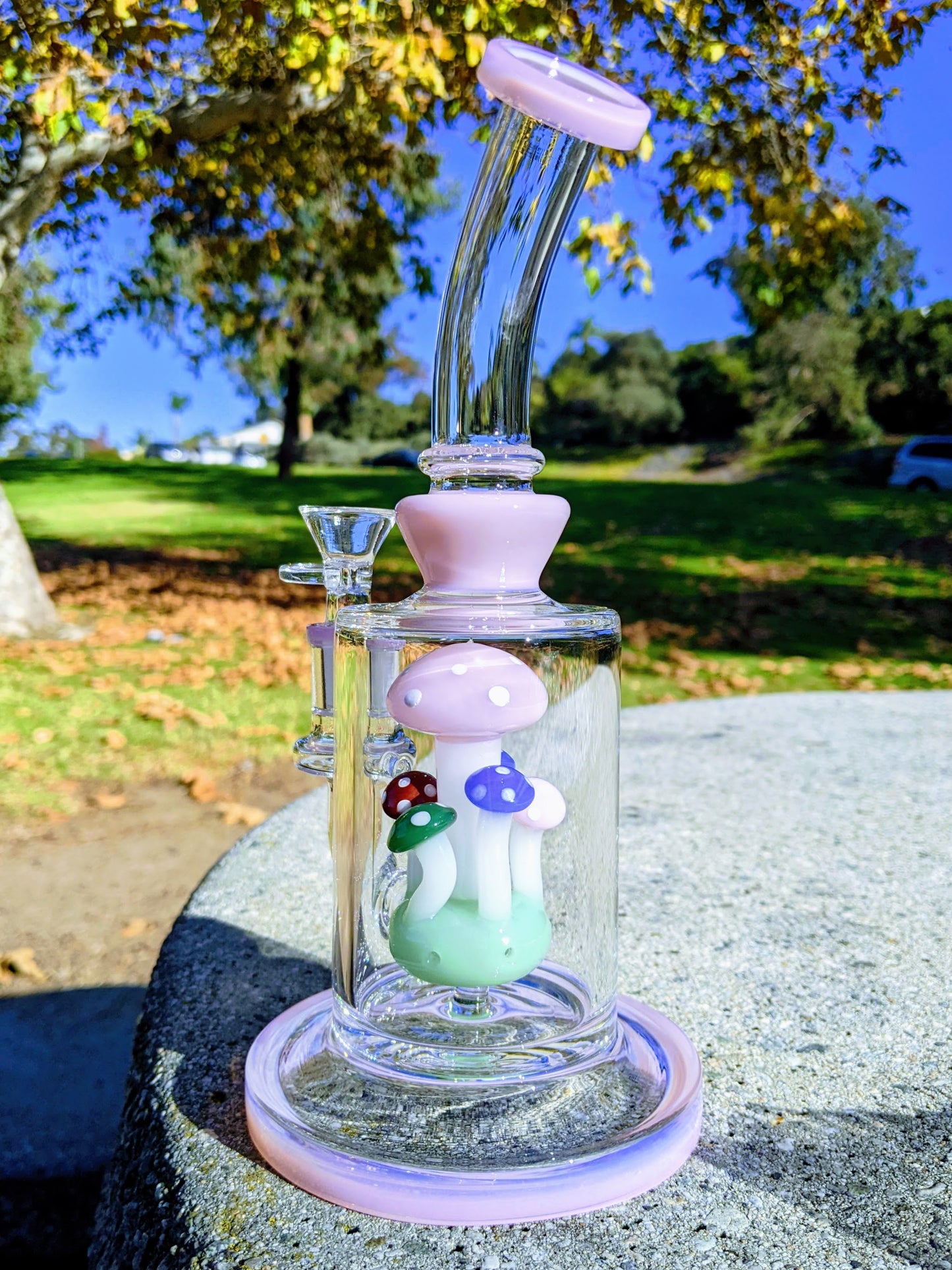 9" Pink Thick Heavy Mushroom Perc Rig