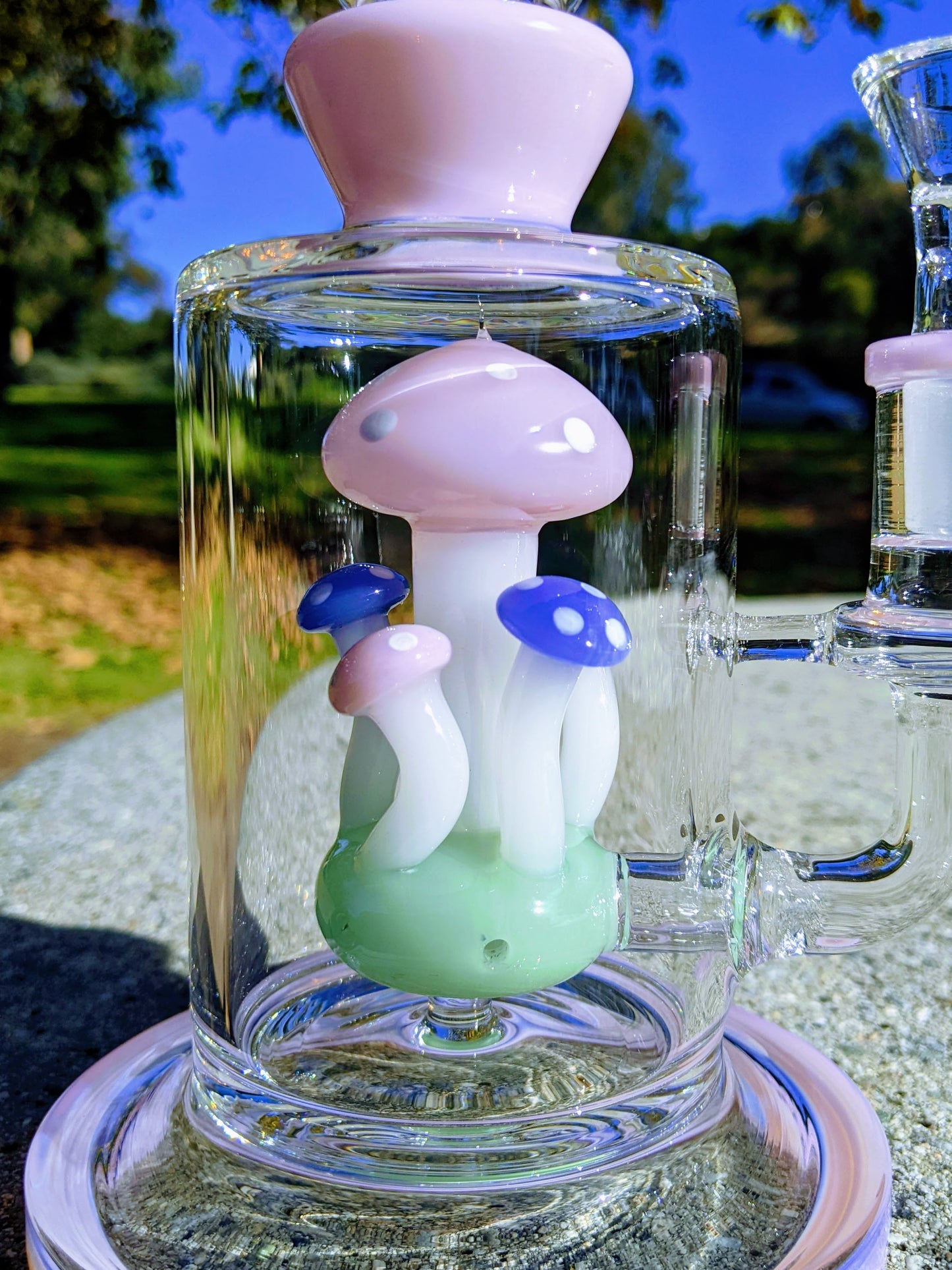 9" Pink Thick Heavy Mushroom Perc Rig