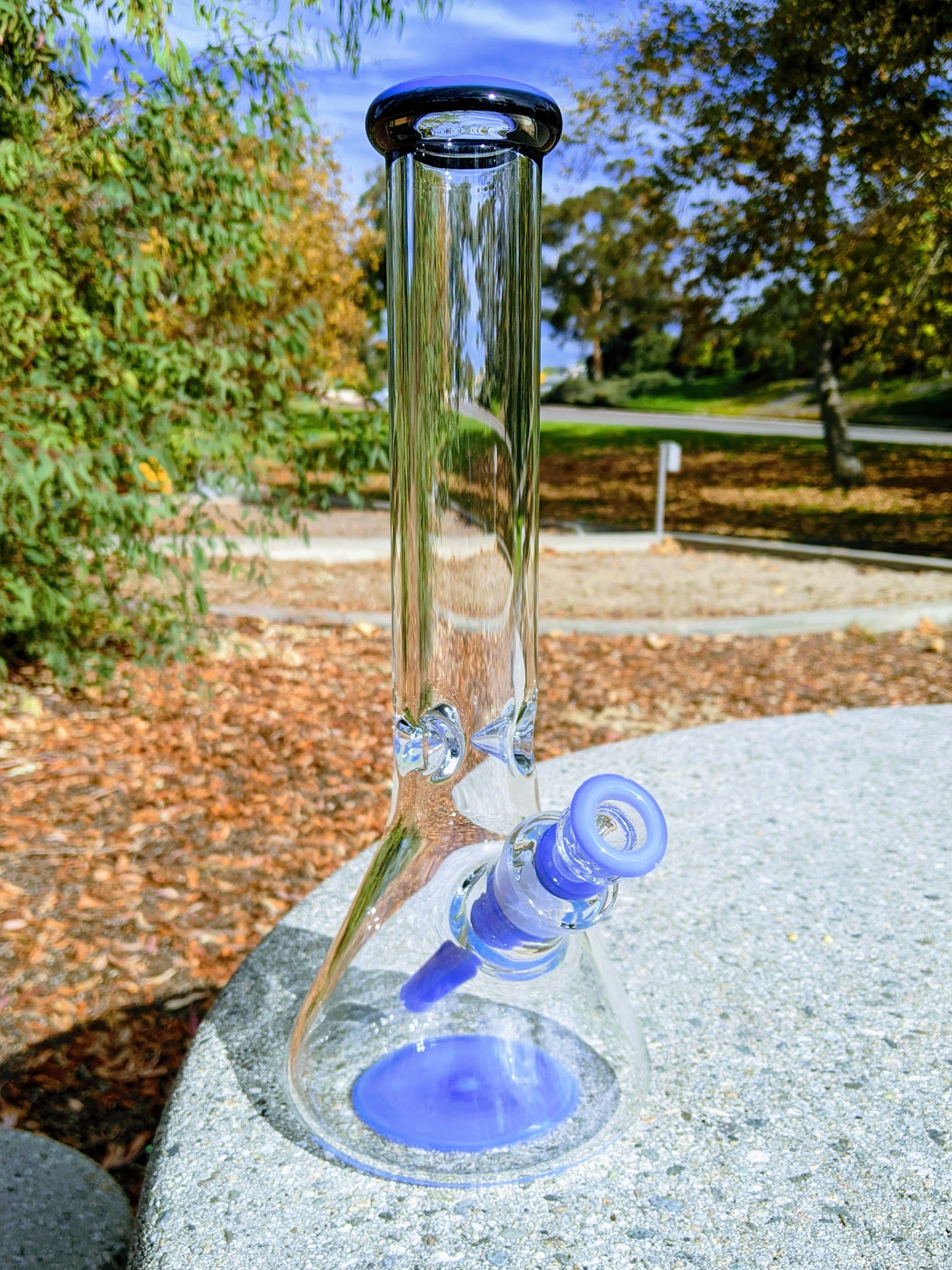 14" 9mm Purple & Black Heavy Glass Beaker Bong