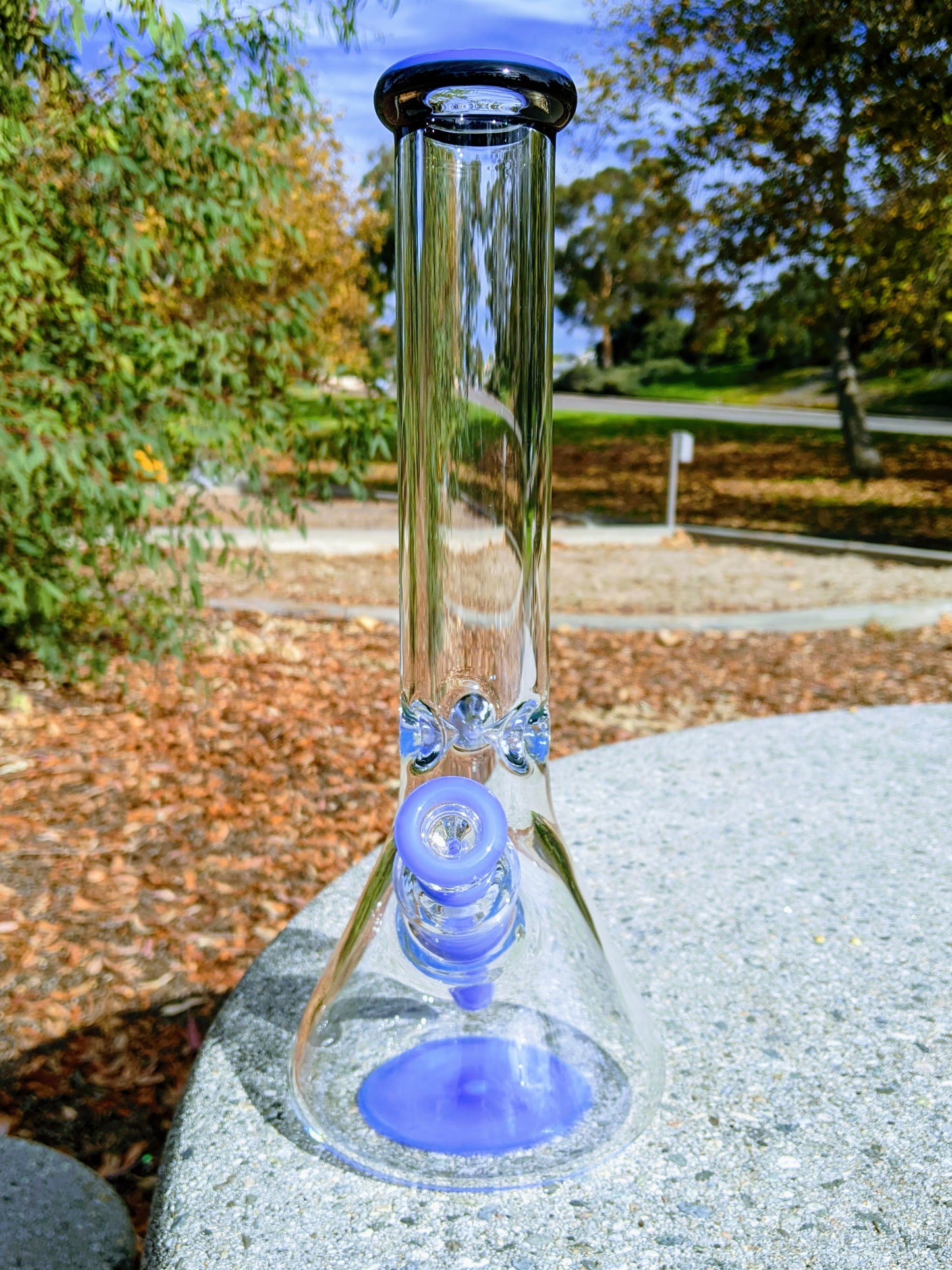 14" 9mm Purple & Black Heavy Glass Beaker Bong