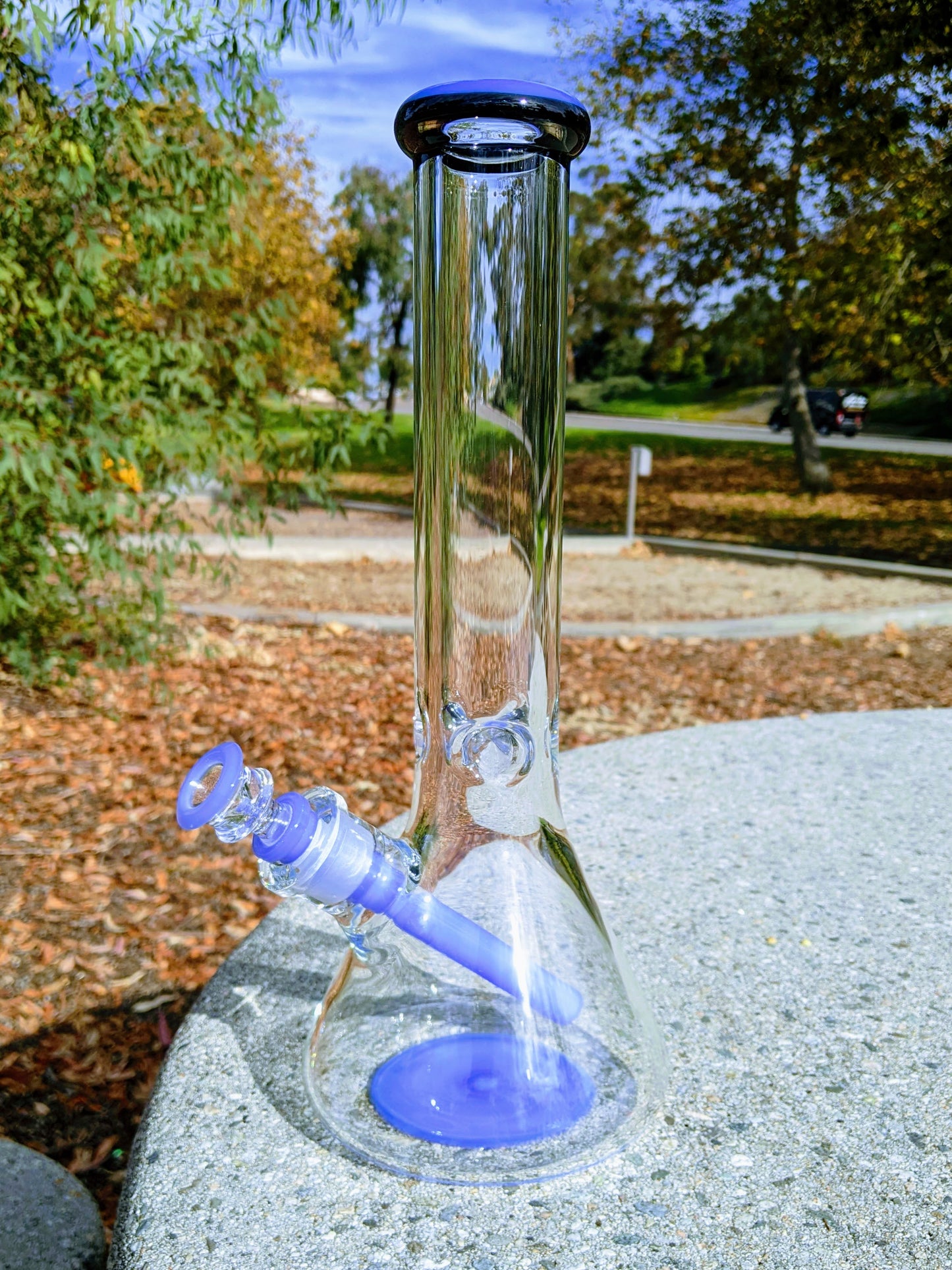 14" 9mm Purple & Black Heavy Glass Beaker Bong