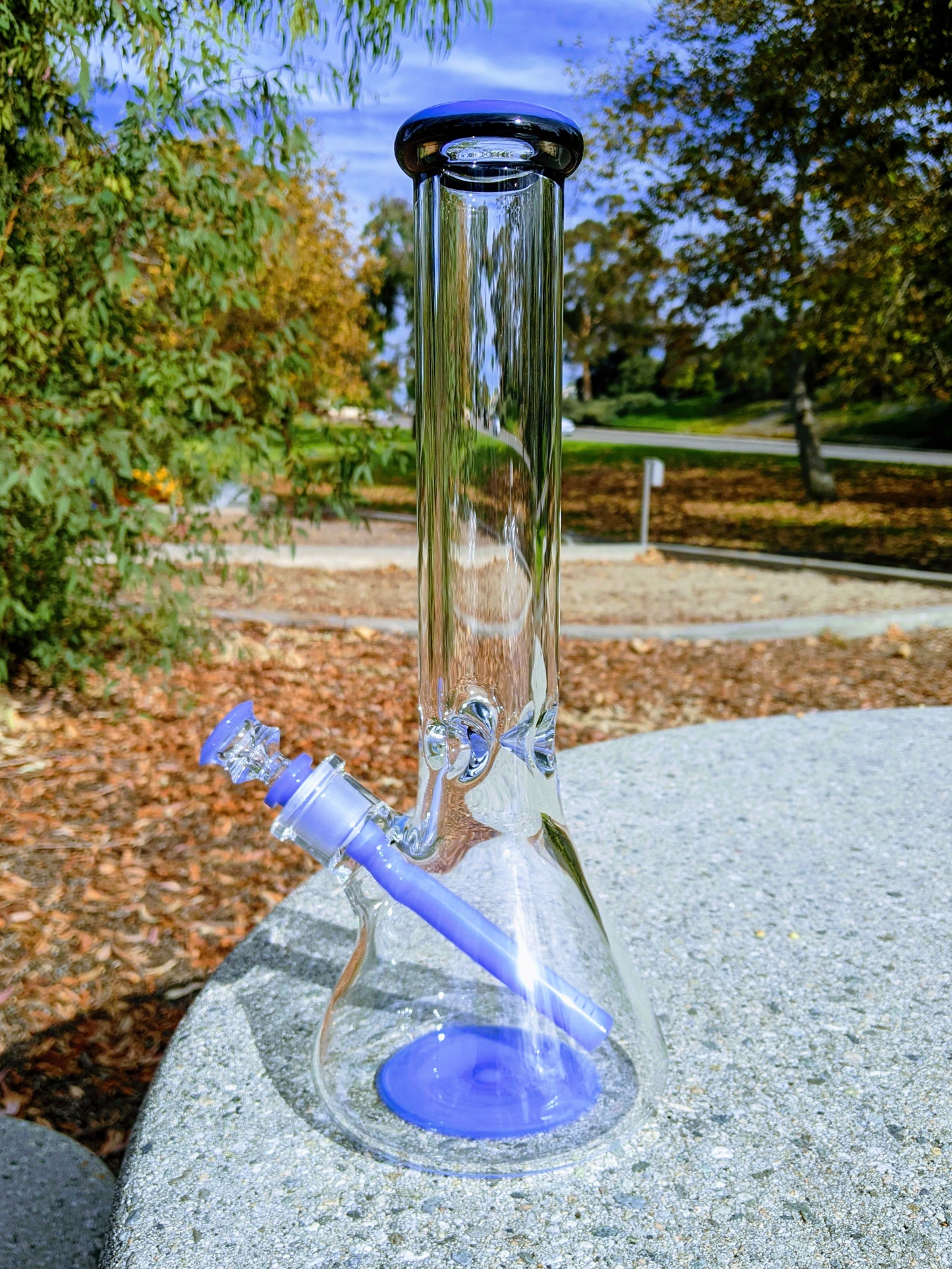 14" 9mm Purple & Black Heavy Glass Beaker Bong