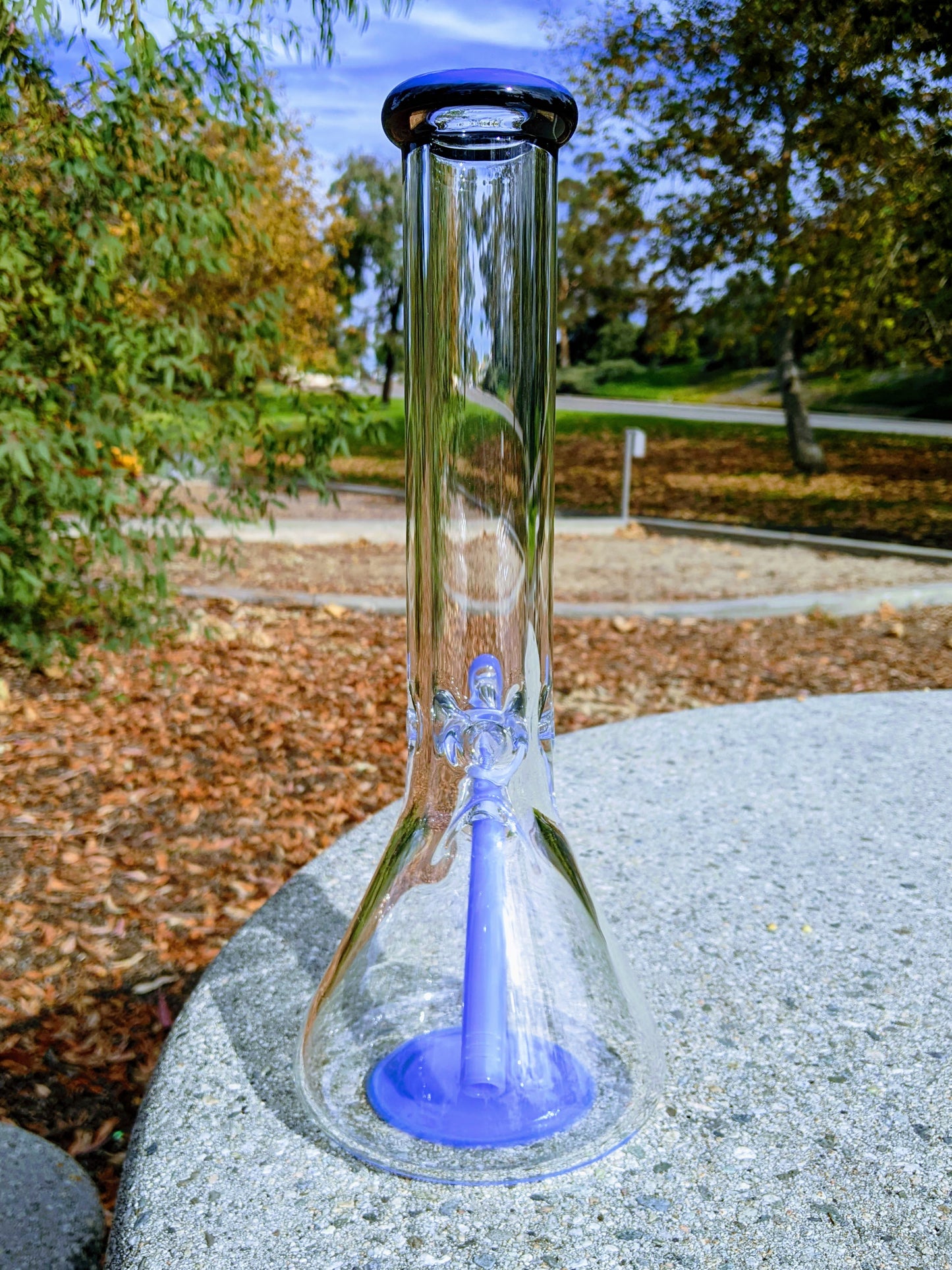 14" 9mm Purple & Black Heavy Glass Beaker Bong