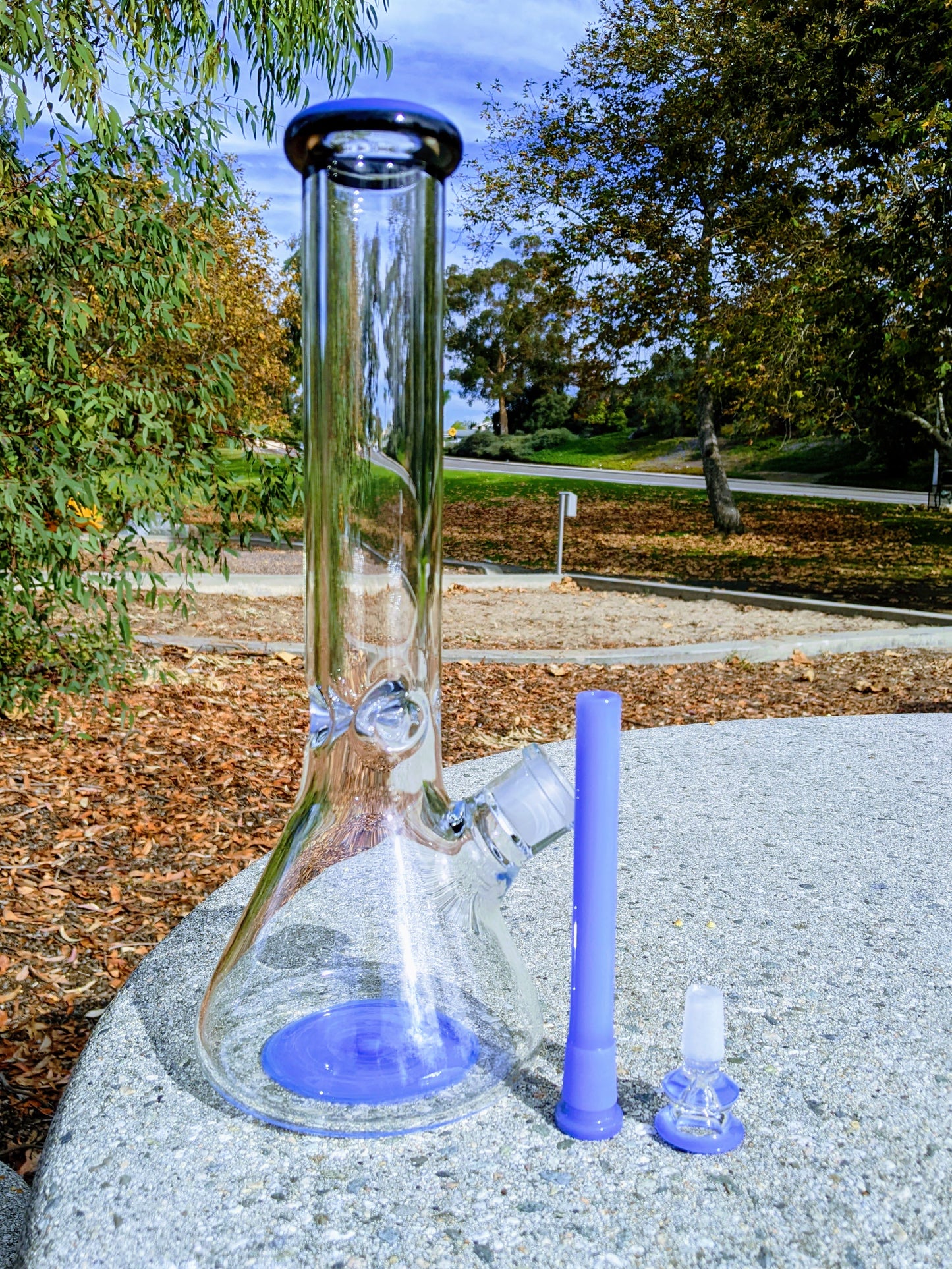 14" 9mm Purple & Black Heavy Glass Beaker Bong