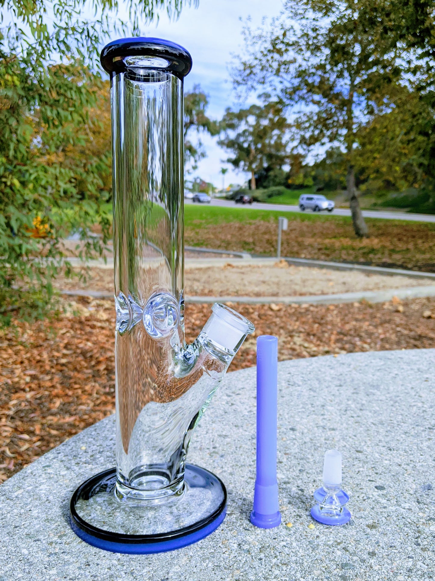 14" 9mm Blue & Black Heavy Straight Shooter Bong